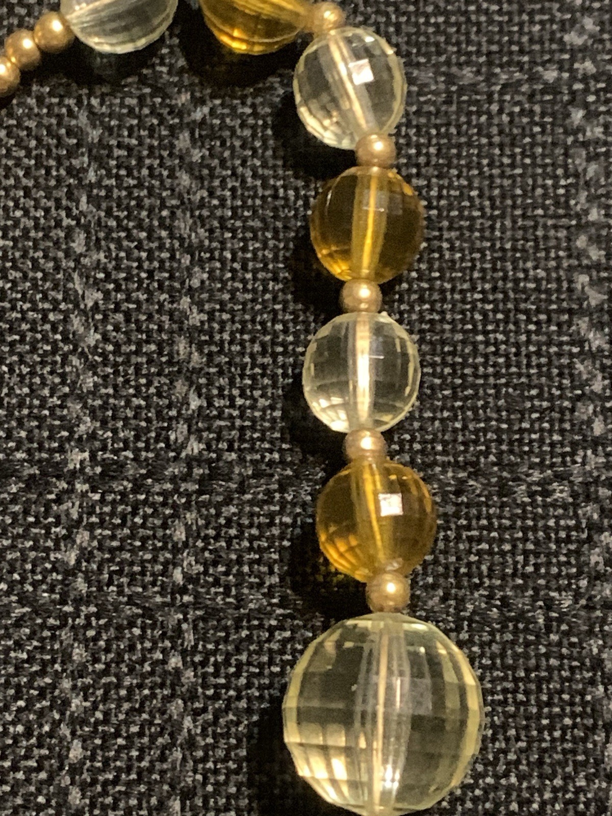 Vintage Faceted Glass Beads Necklace Choker 16 Inches Unusual Closure Gold Tone