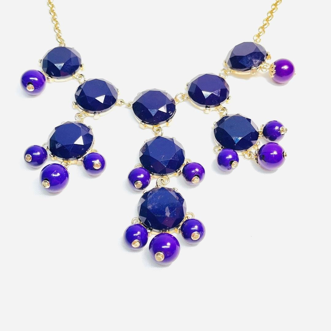 VTG Two (2) Elegant Purple Necklaces Lobster Claw Safety Clasp Gold-Nylon Strung