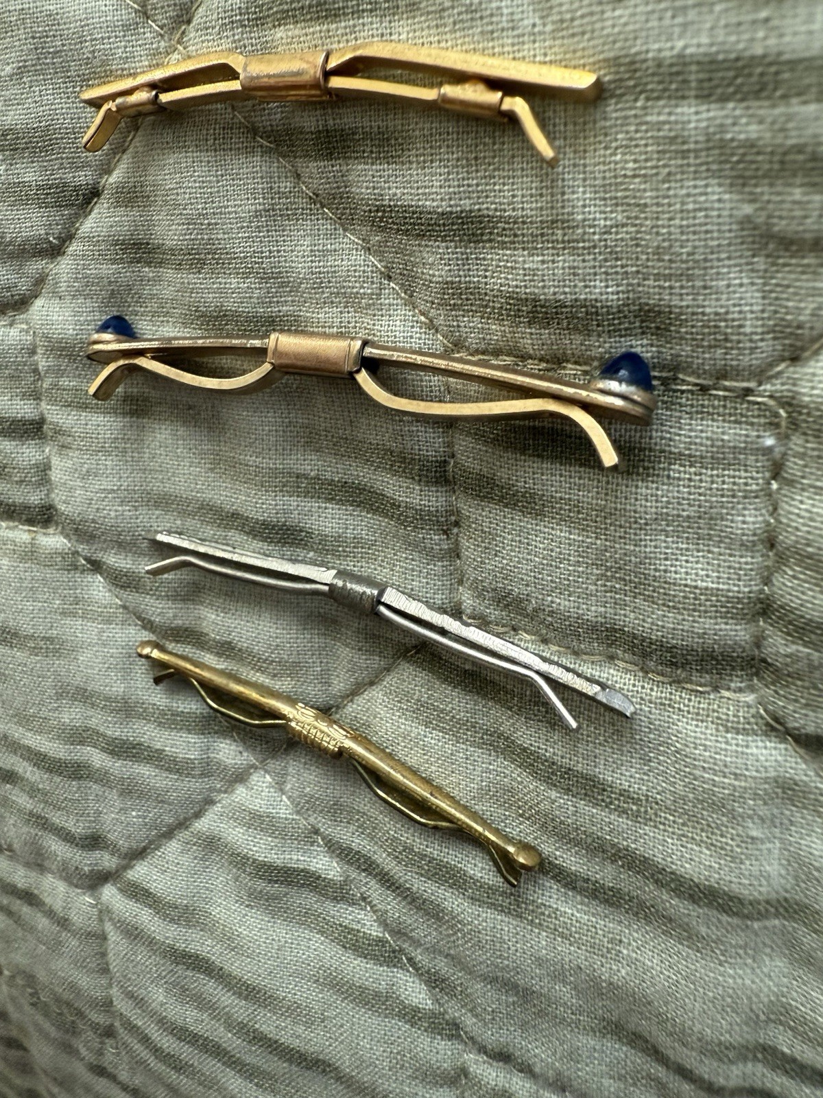 Lot of 4 Vintage Men’s Collar Bars- 1 Signed HADLEY USA – Art Deco / Mid Century