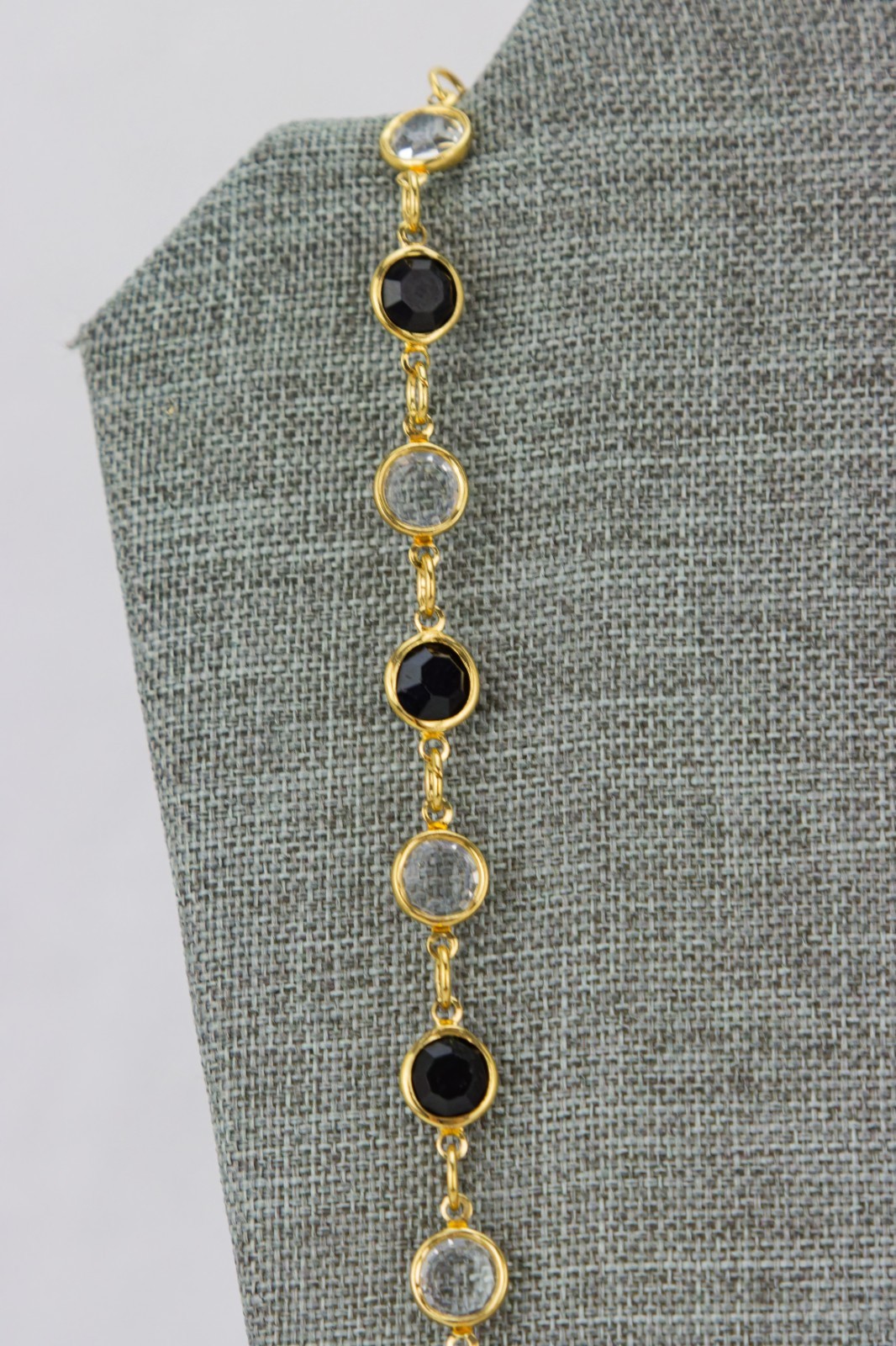 Austrian Crystal USA Open Bezel Link Necklace, Gold Tone, 34gr