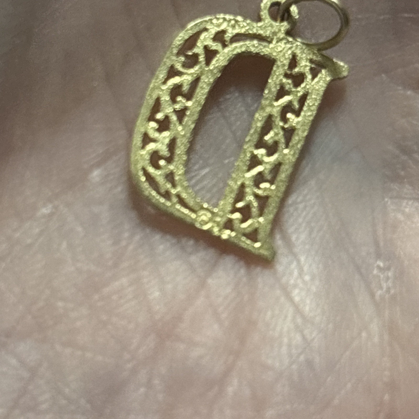Ornate Filigree D Charm 14 K Deborah,Deb,Dana,Danielle, Darla,Donna,Dena,Davina