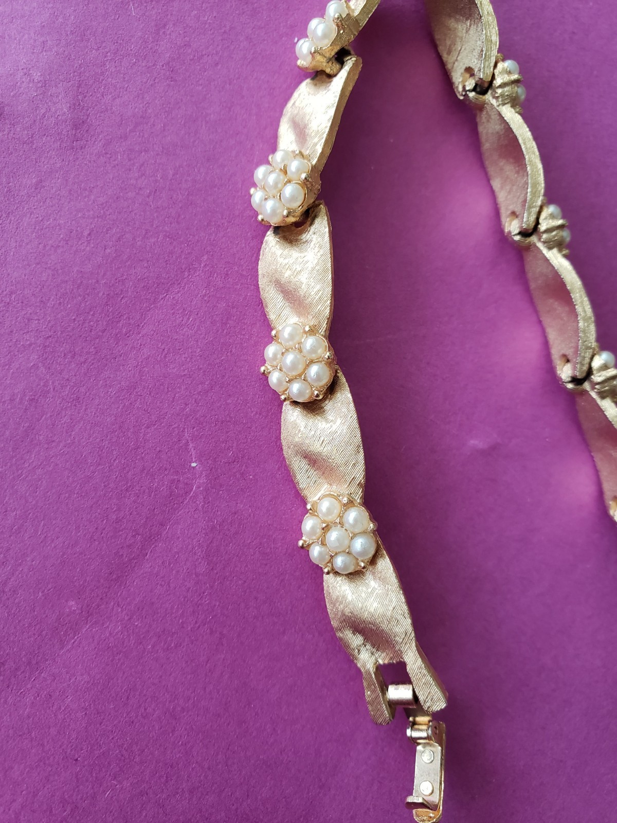 Vintage Crown Trifari Gold Plate Birthday Ribbon Bracelet