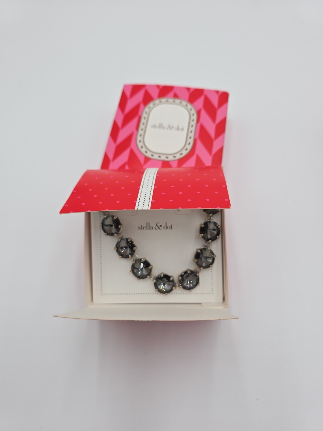 Vintage Stella & Dot Silver Tone Black Crystal Rhinestone Bracelet & Earring Set