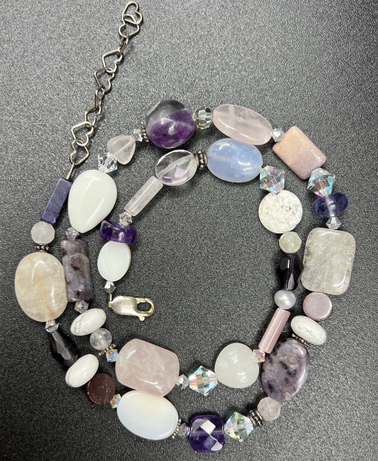Chunky Southwestern Gemstone Crystal Necklace ~ 925 Sterling Silver ~ 20” ~ 44g