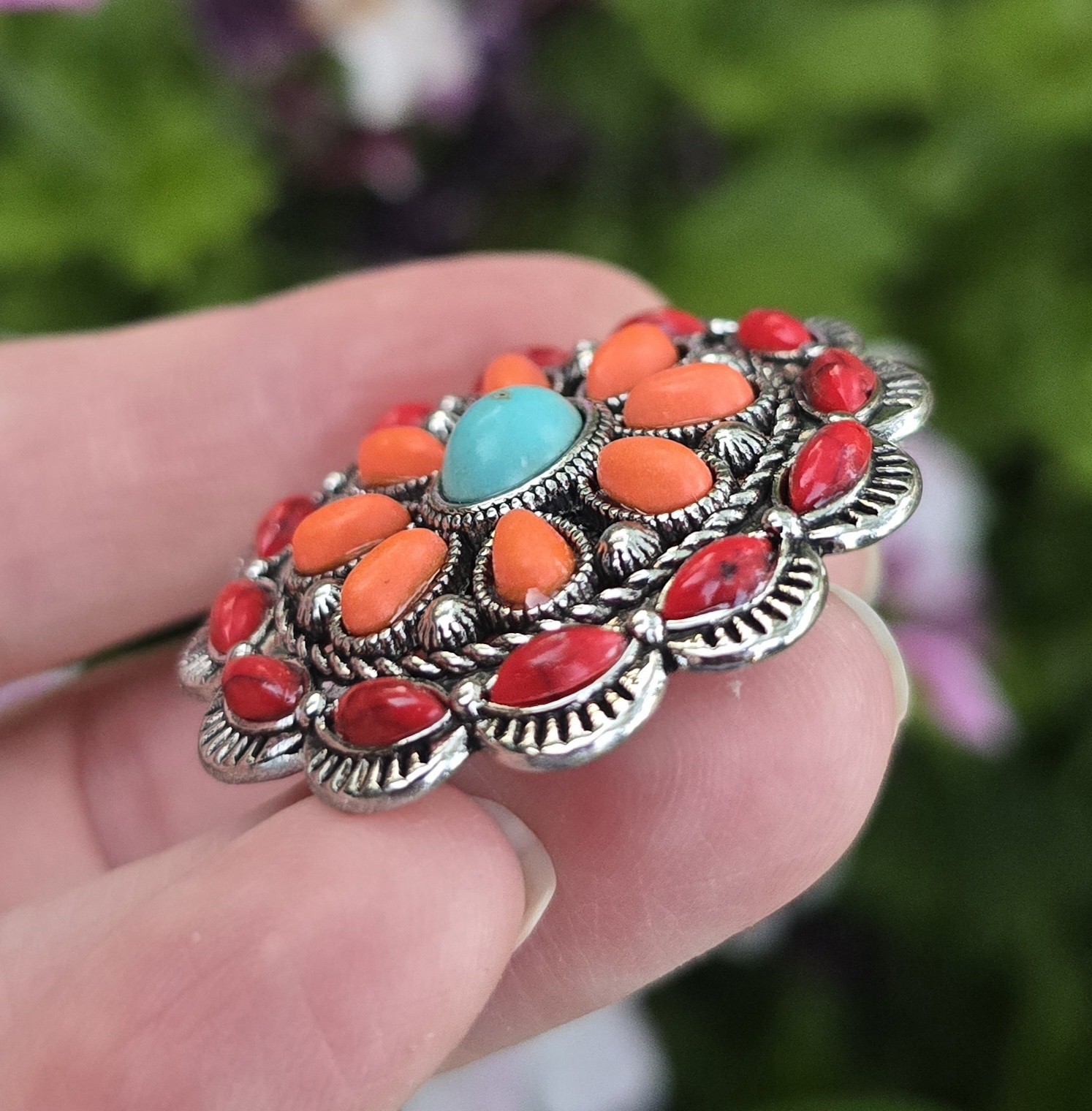Magnetic Brooch, Faux Turquoise stone. Western Jewelry, Scarf, Hat Magnetic Pin