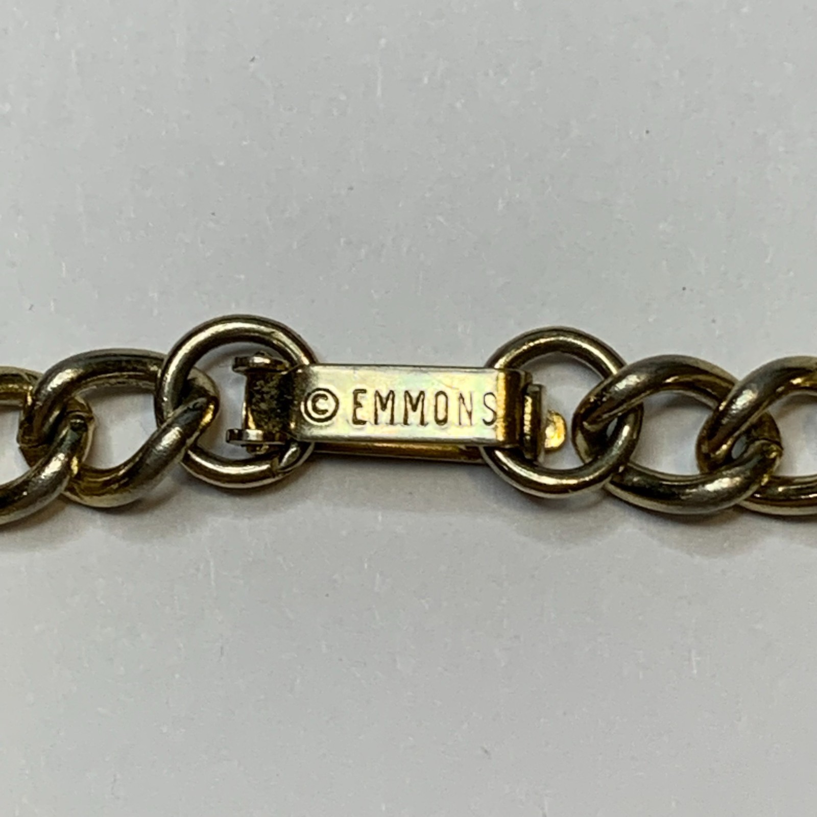 Vintage Gold Tone Emmons Curb Link Starter Charm Bracelet 7.25″