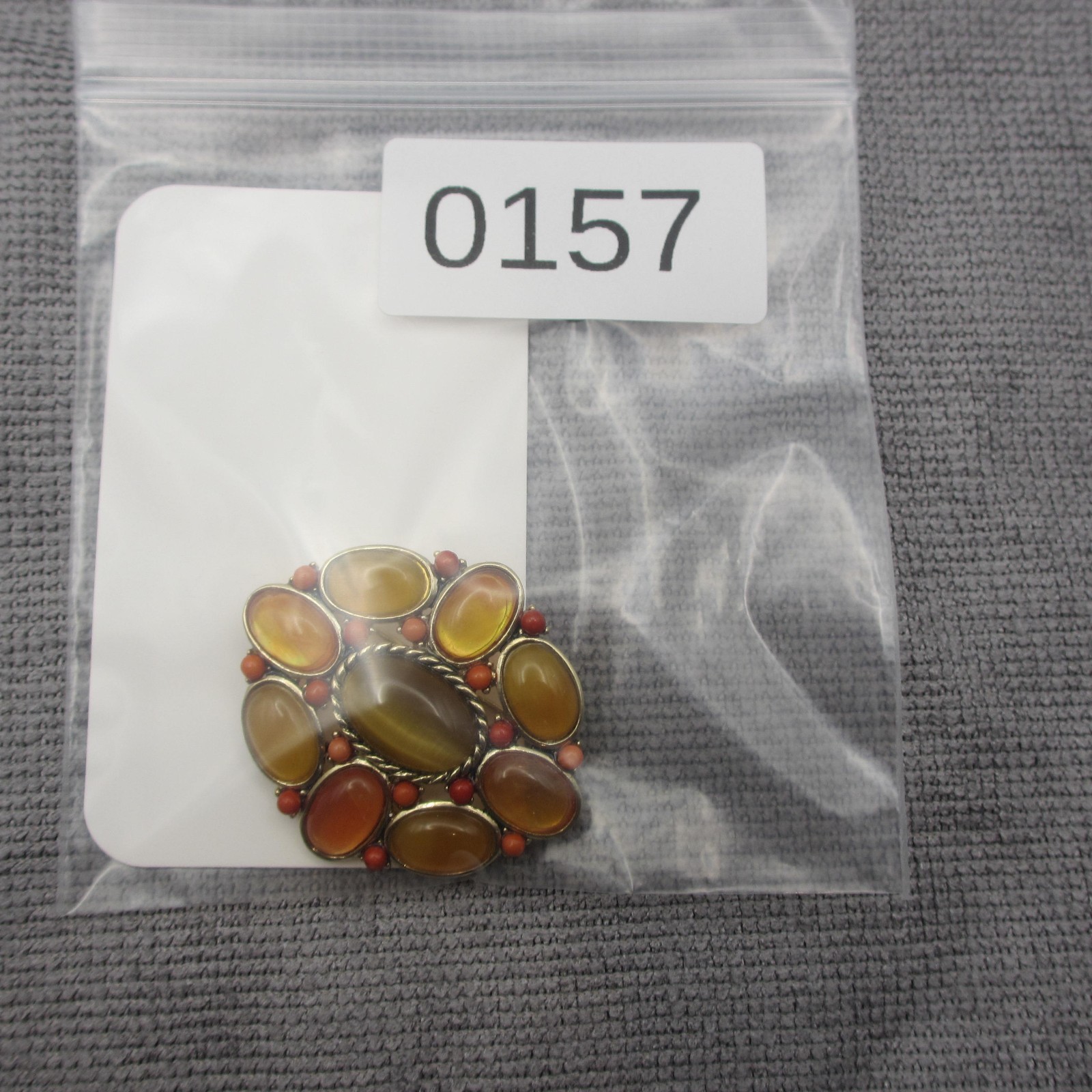 Monet Brooch Fall Colors Cabochon Oval Gold Tone