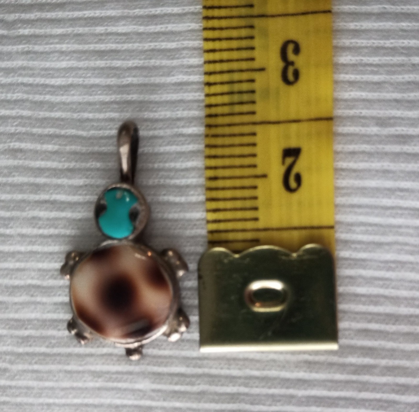 Vintage Turquoise & Cowrie Shell Inlay Turtle Charm Pendant Southwest