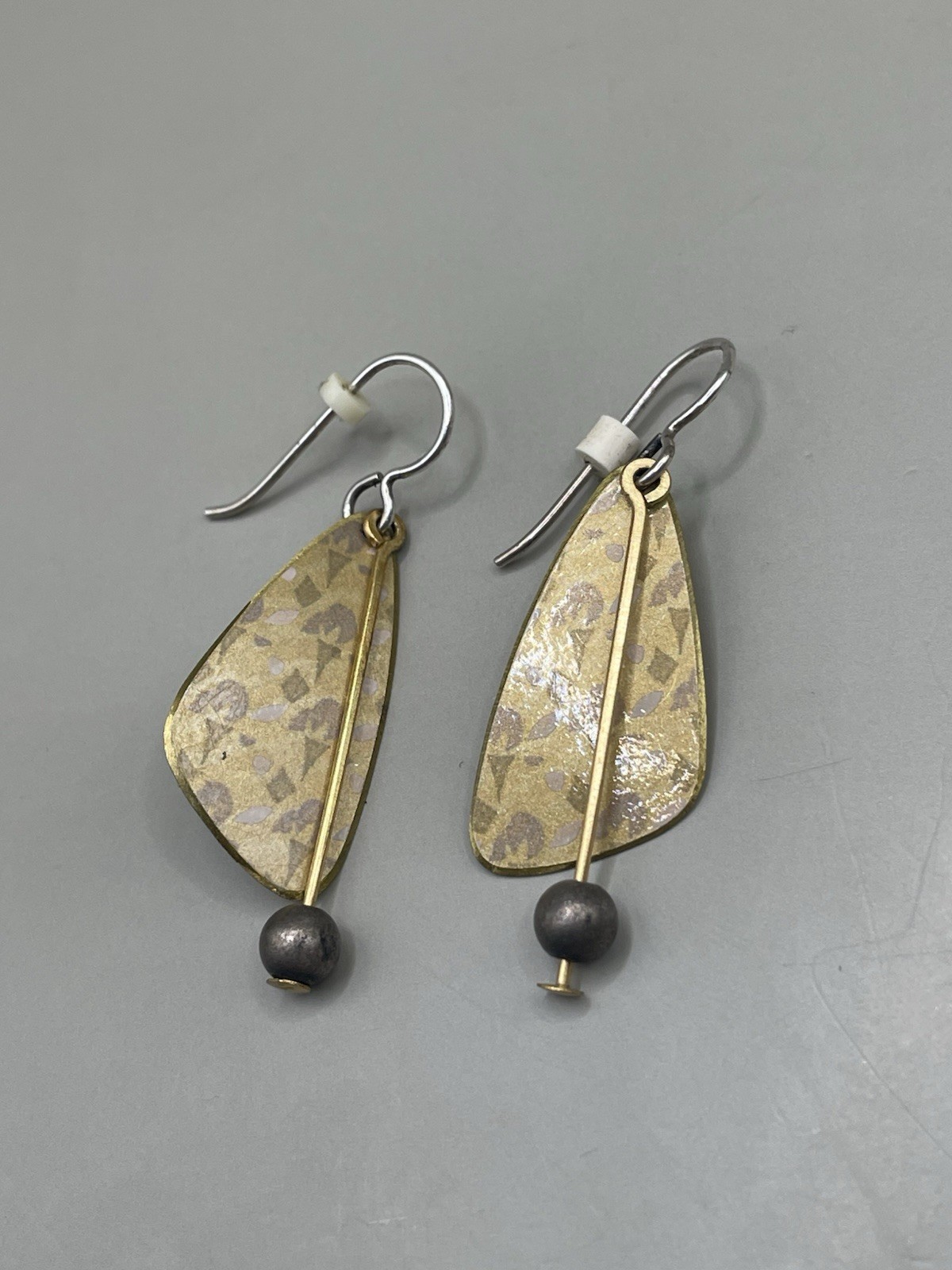 Mixed Metal Sterling Silver 925 Hook Dangle Beaded 1.7” Earrings