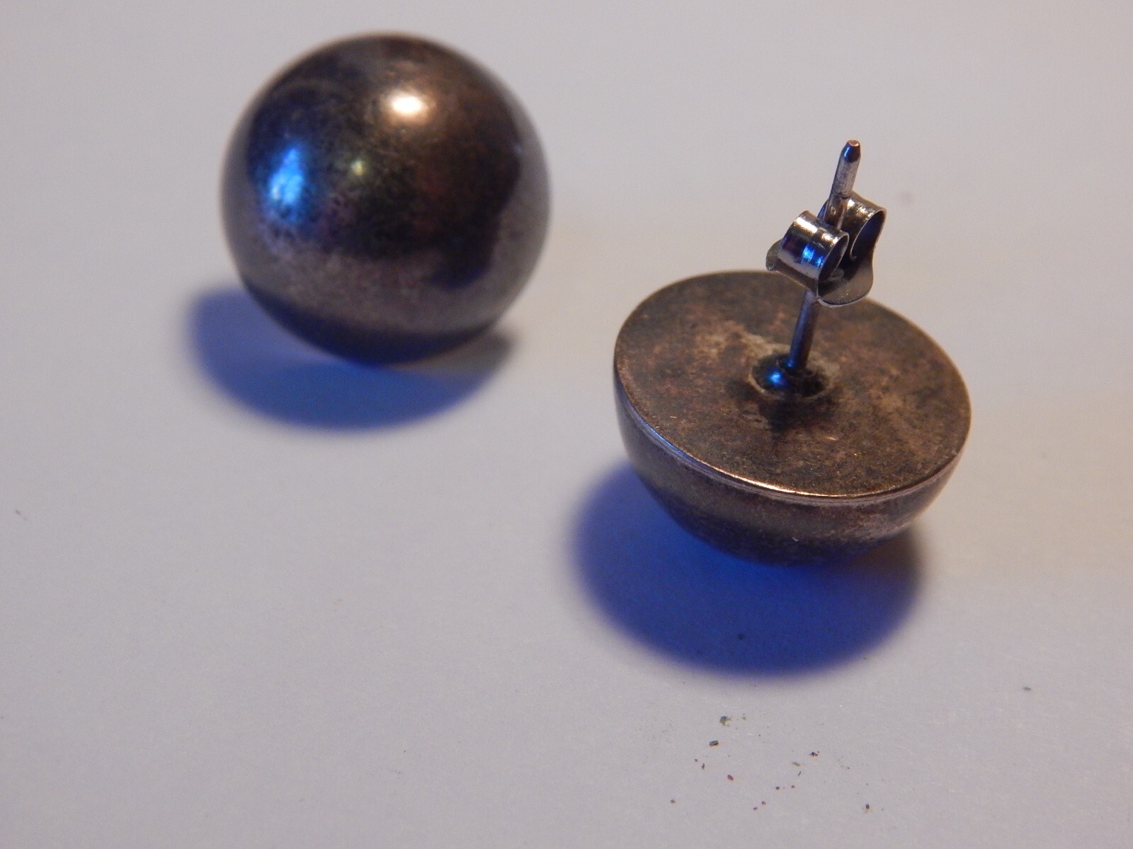 VTG 1950S 60S STERLING SILVER 925 POST EARRINGS HALF ROUND 5/8 INCH