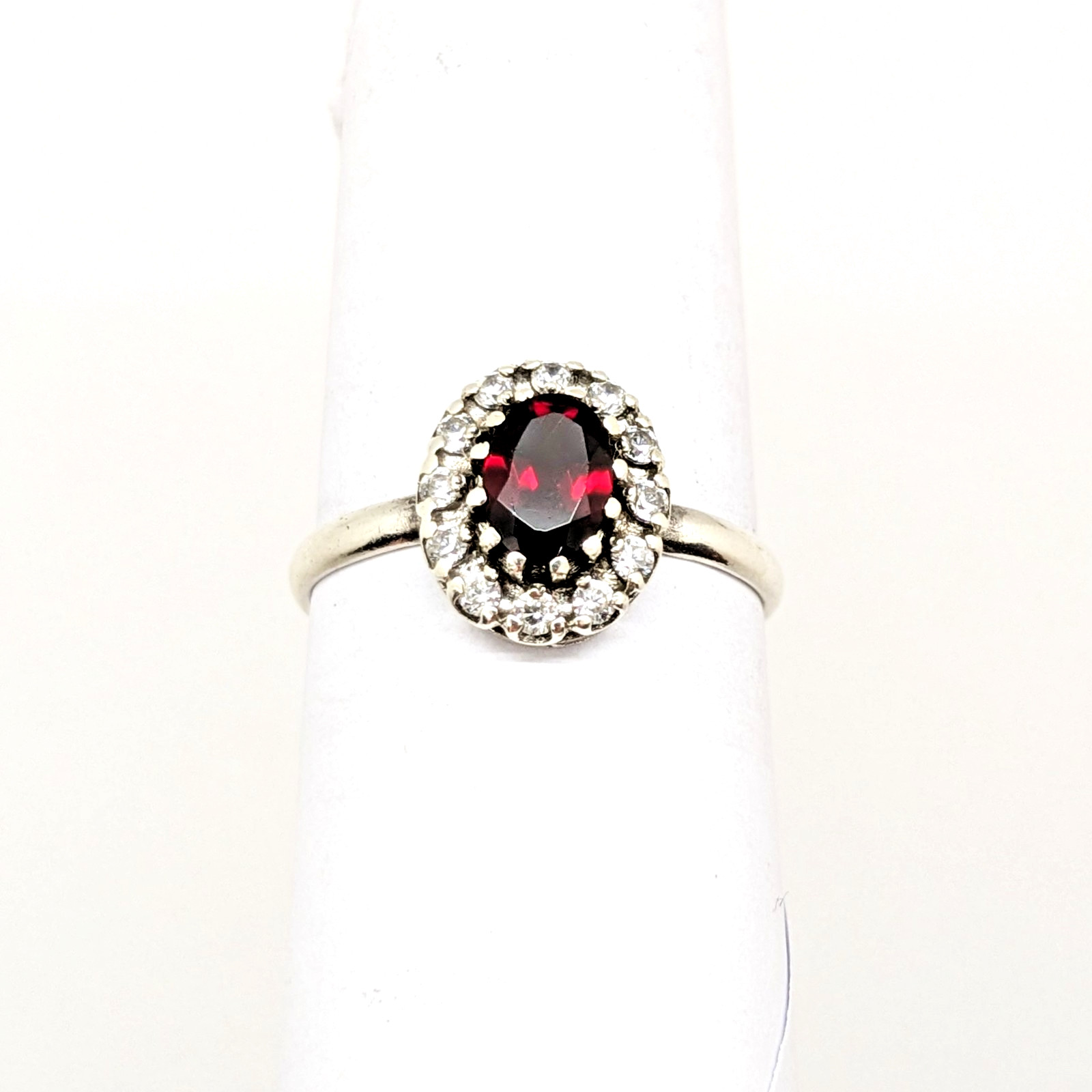Vintage Luxury RING Silver 925 with Big Bright Garnet -size: 10US (17.5mm)| #71