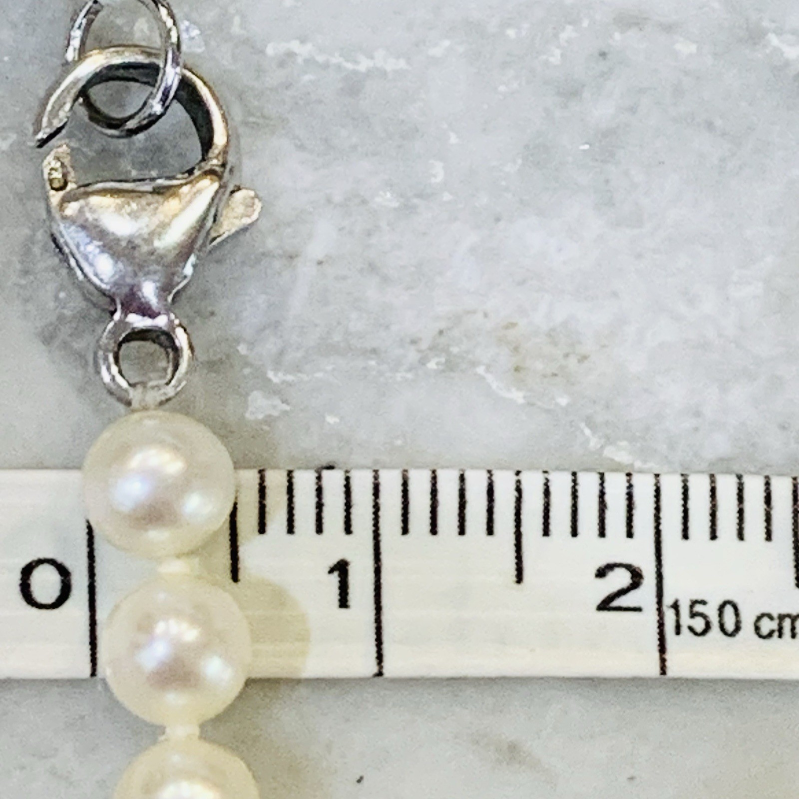 Cultured Pearl Necklace Strand Off-White 5mm 925 Sterling Silver Honora Knot 18″