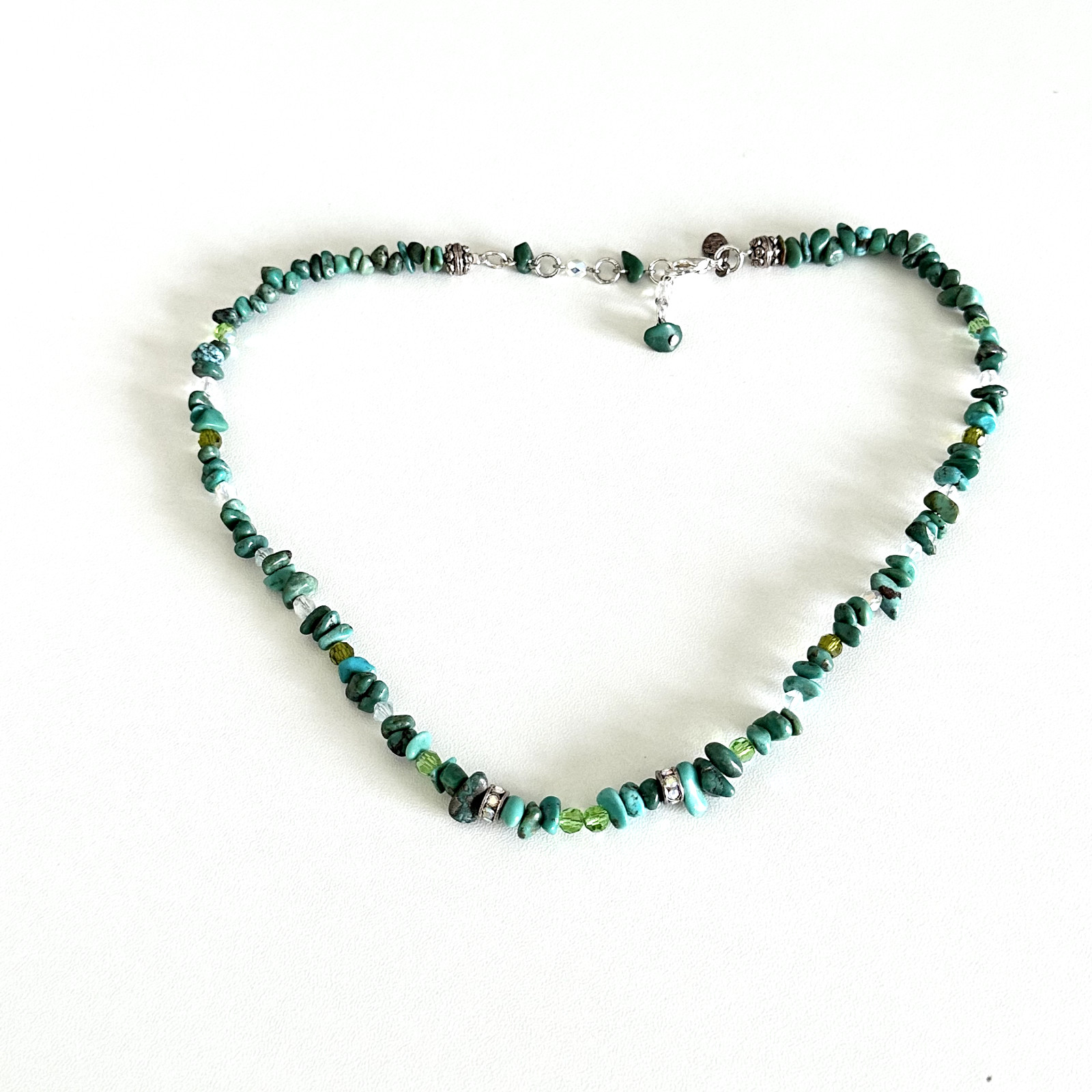 Vintage Kirks Folly Turquoise AB Crystal Beaded Ladies Strand Necklace