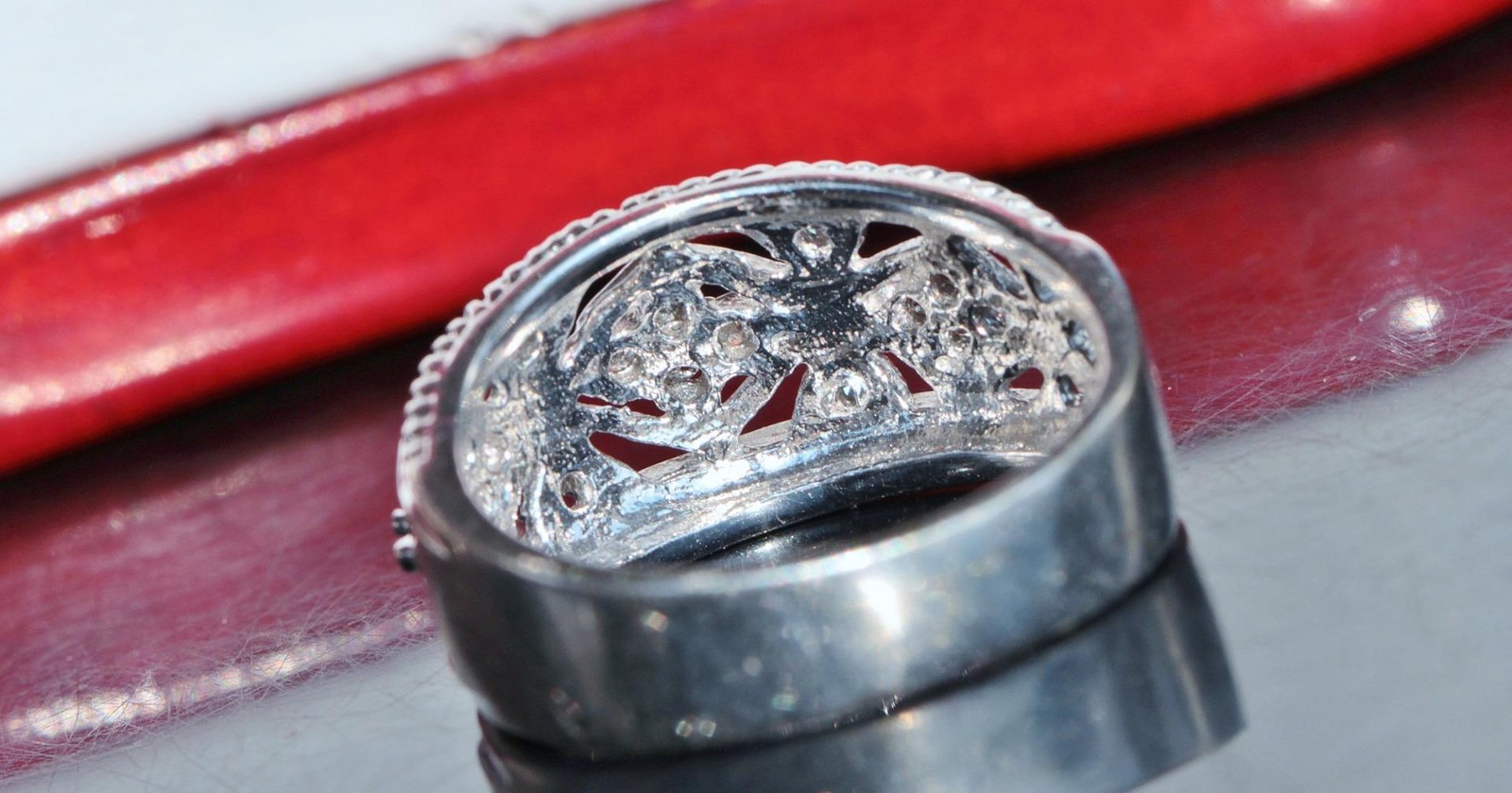 14k white gold ring 0.35ct natural diamond size 6.5 band handmade 5.5gr N161