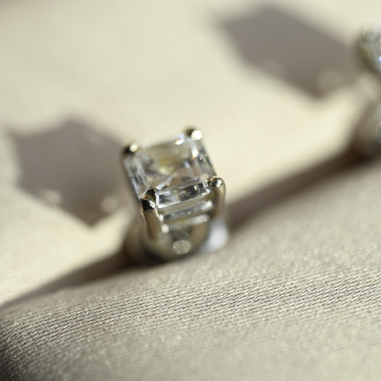 1.52 CTW Diamond Earrings Asscher VS1 E-F Excellent Cut 14k White Screw Stud