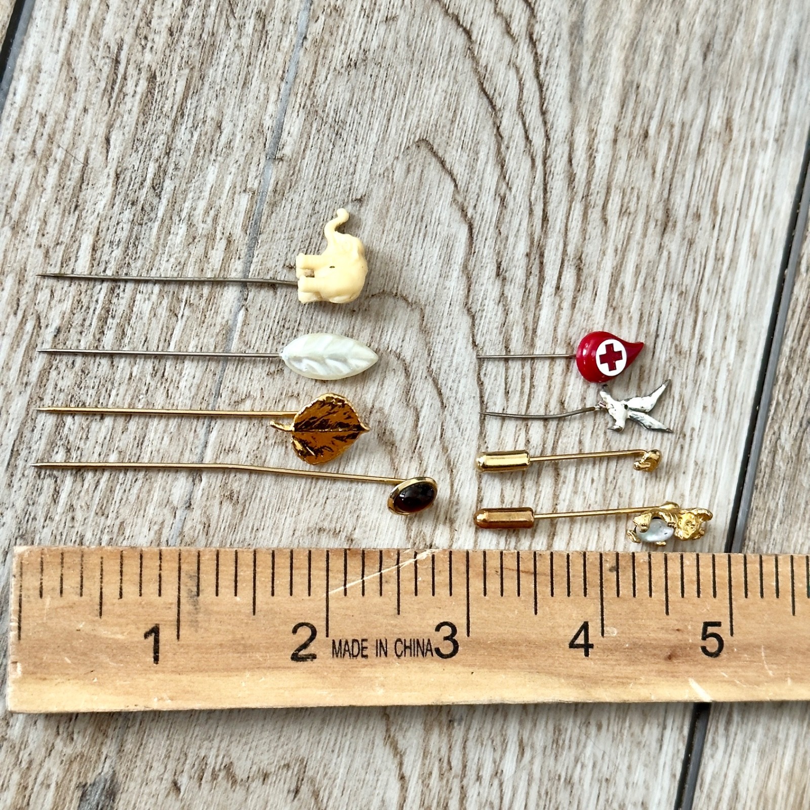 Stick Pin Hat Pins Silver & Gold Tone Red Cross Elephant Koala Mushroom & More