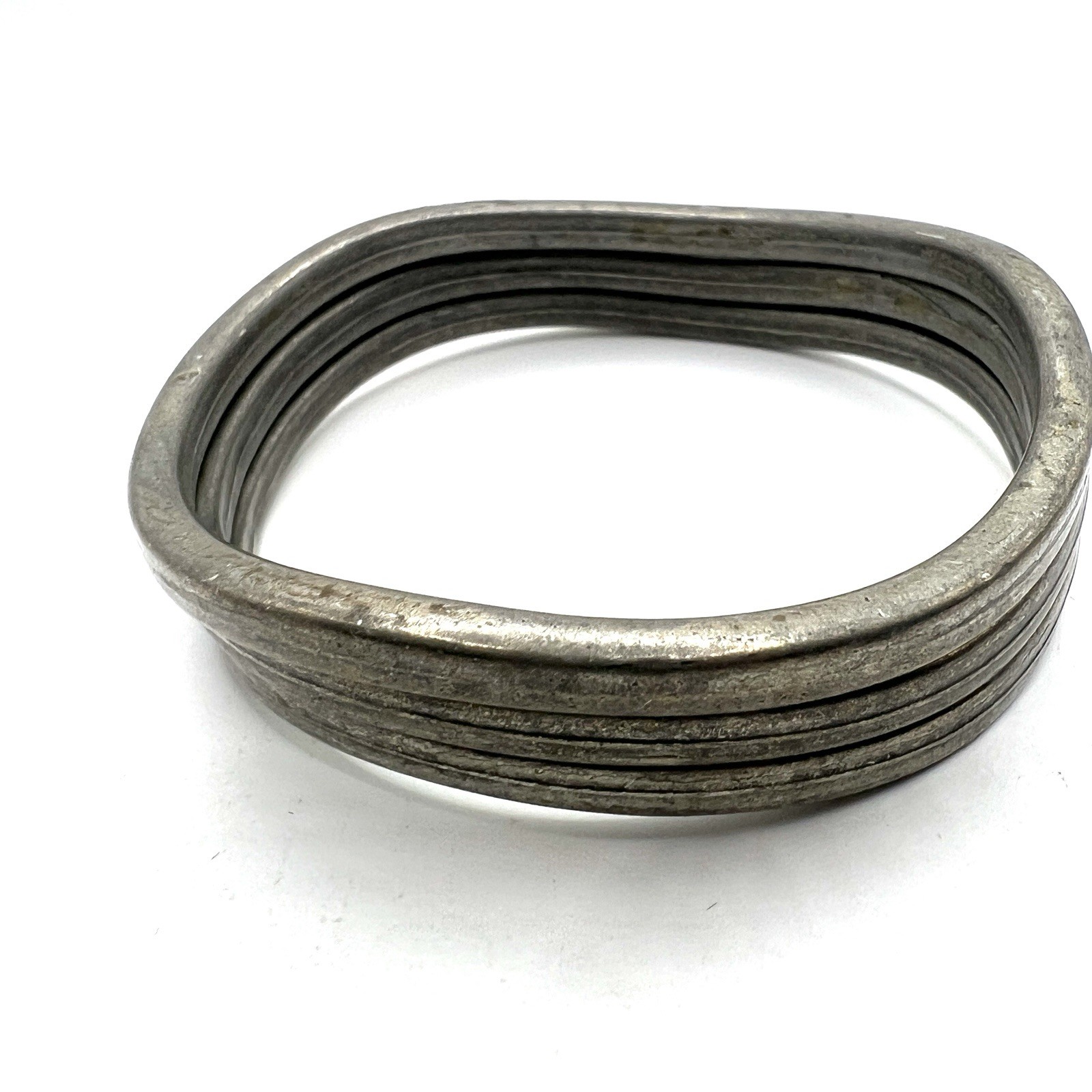 Vintage 1960s Aluminum Bangle Bracelet Minimalist Modernist Set Of 3 8”