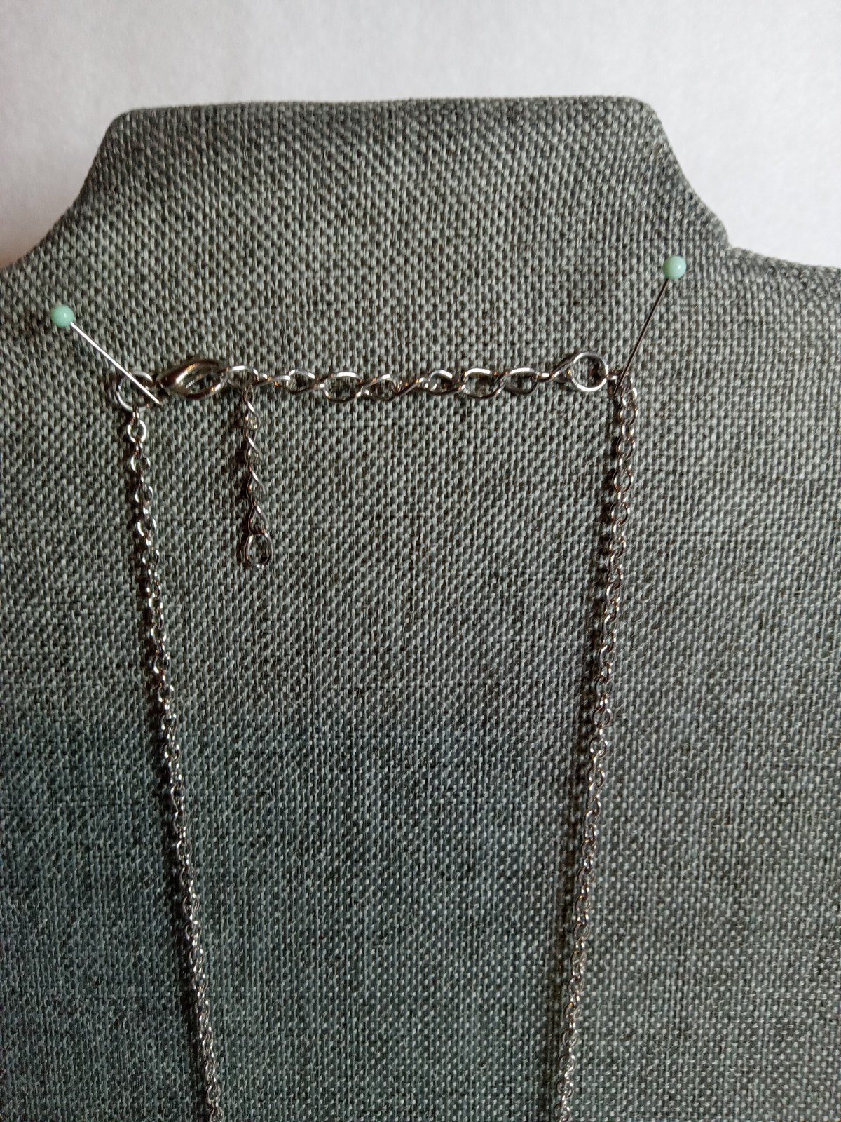 Beautiful Smokey Black Rhinestones on Chain Silver Tone 21 Inches Long