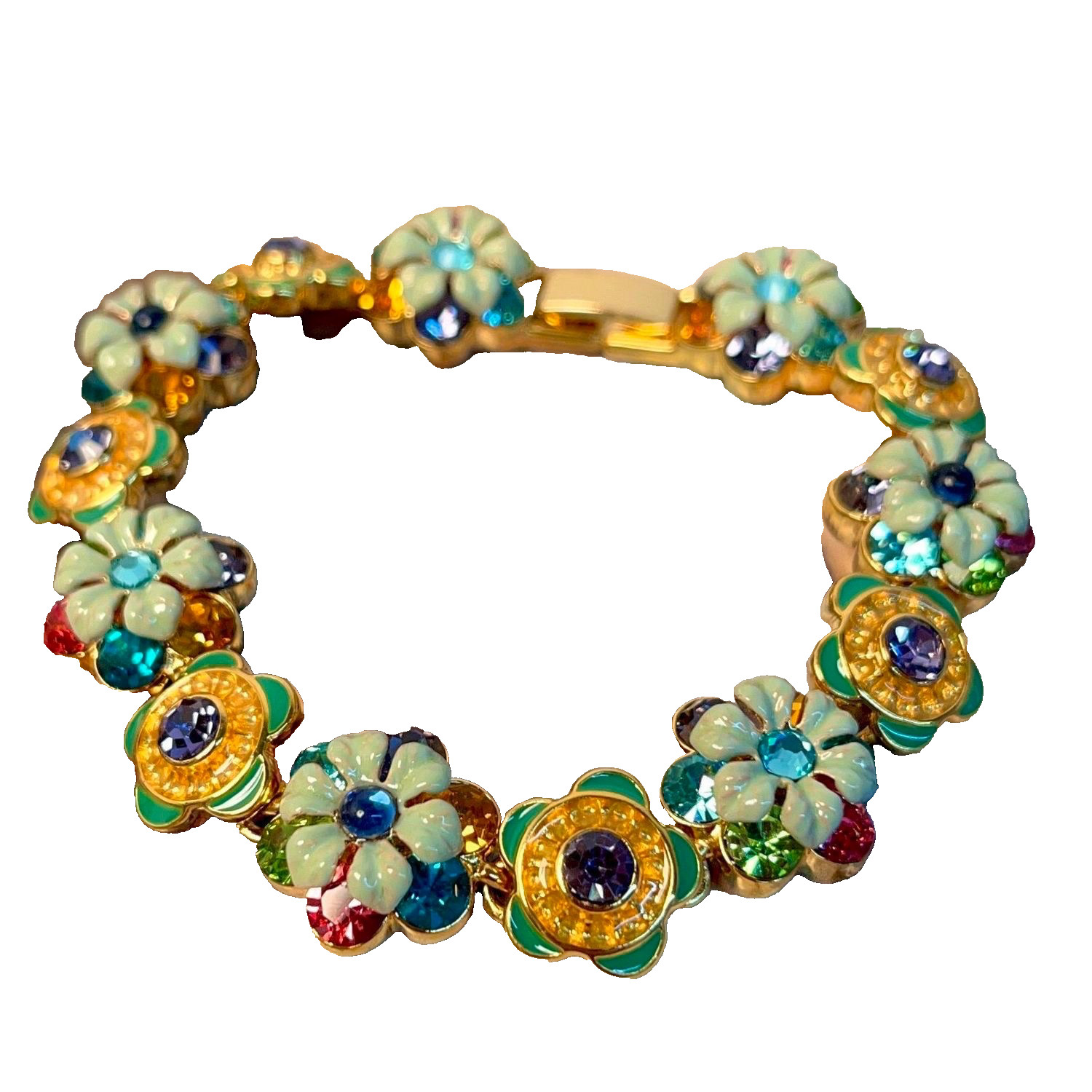 Sicilian Garden Vintage Enamel Flower Bracelet | Colorful Hand-Painted New