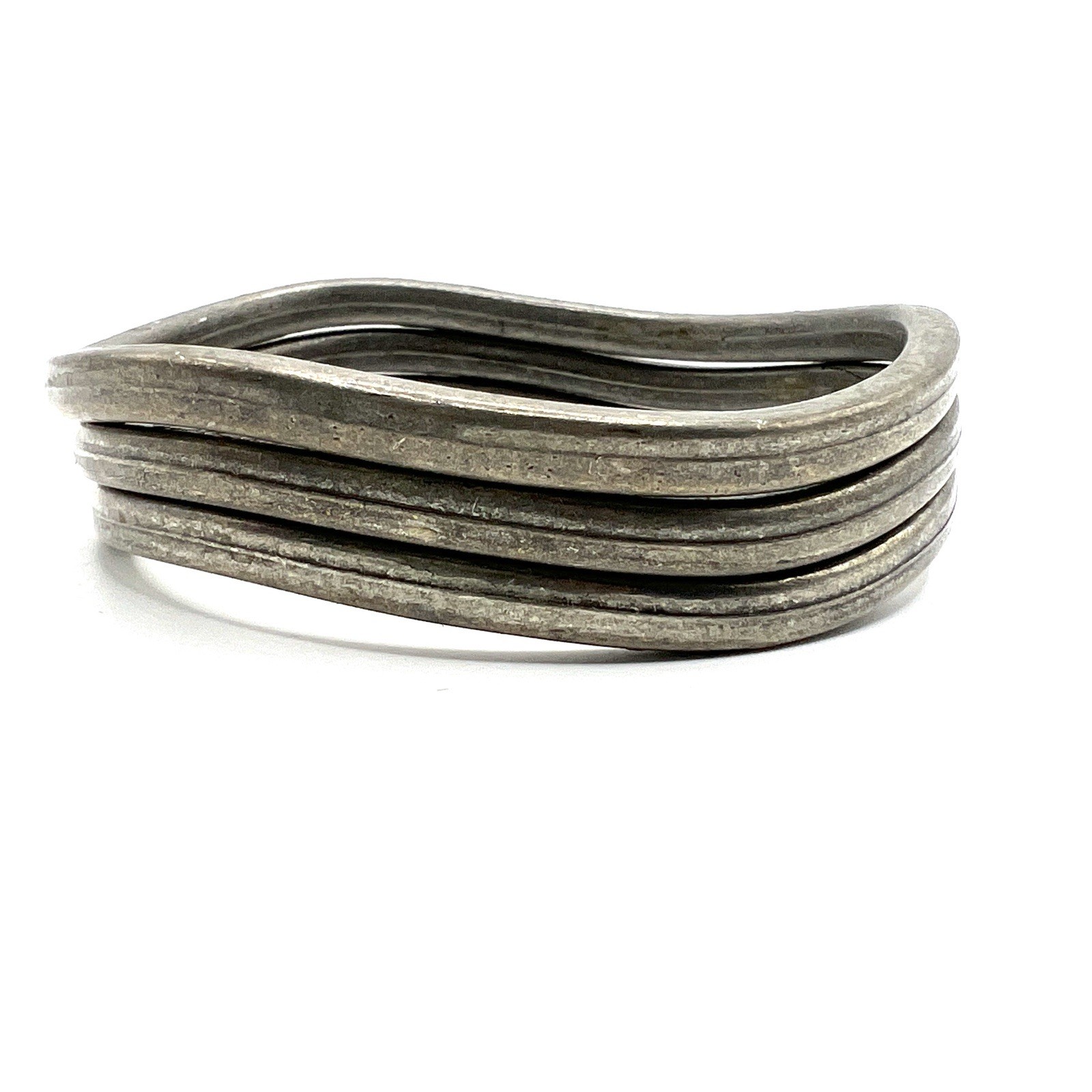 Vintage 1960s Aluminum Bangle Bracelet Minimalist Modernist Set Of 3 8”