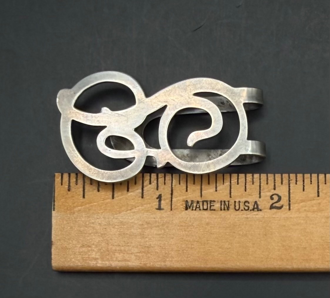 925 Sterling Silver Antique Money Clip Letter “P” Stylized Script by AL Wagner