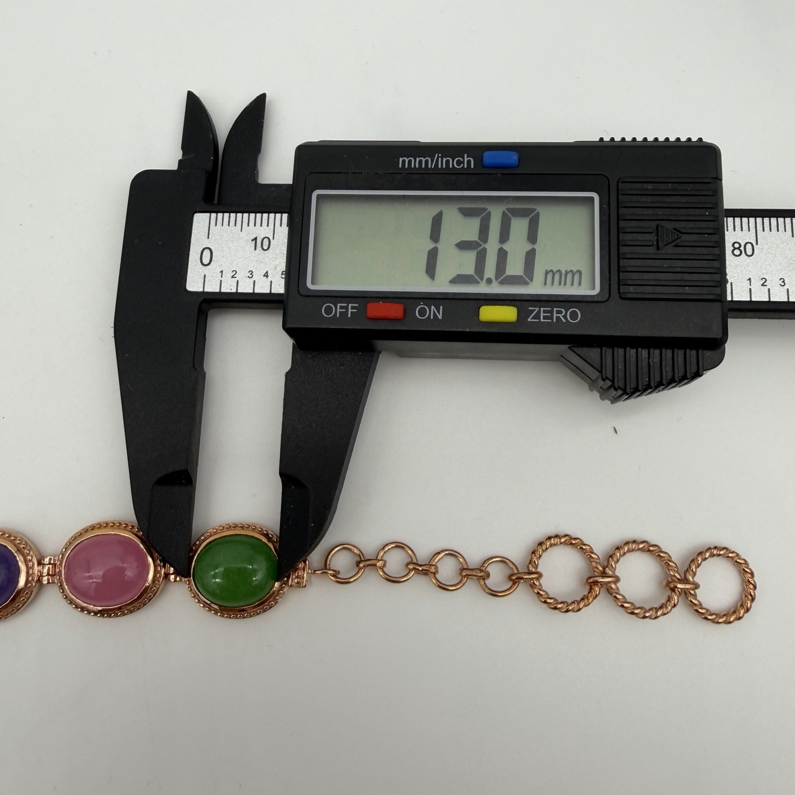 Vtg Jade Multi Colored Tennis Bracelet Solid Copper QVC Or HSN Jewelry Estate