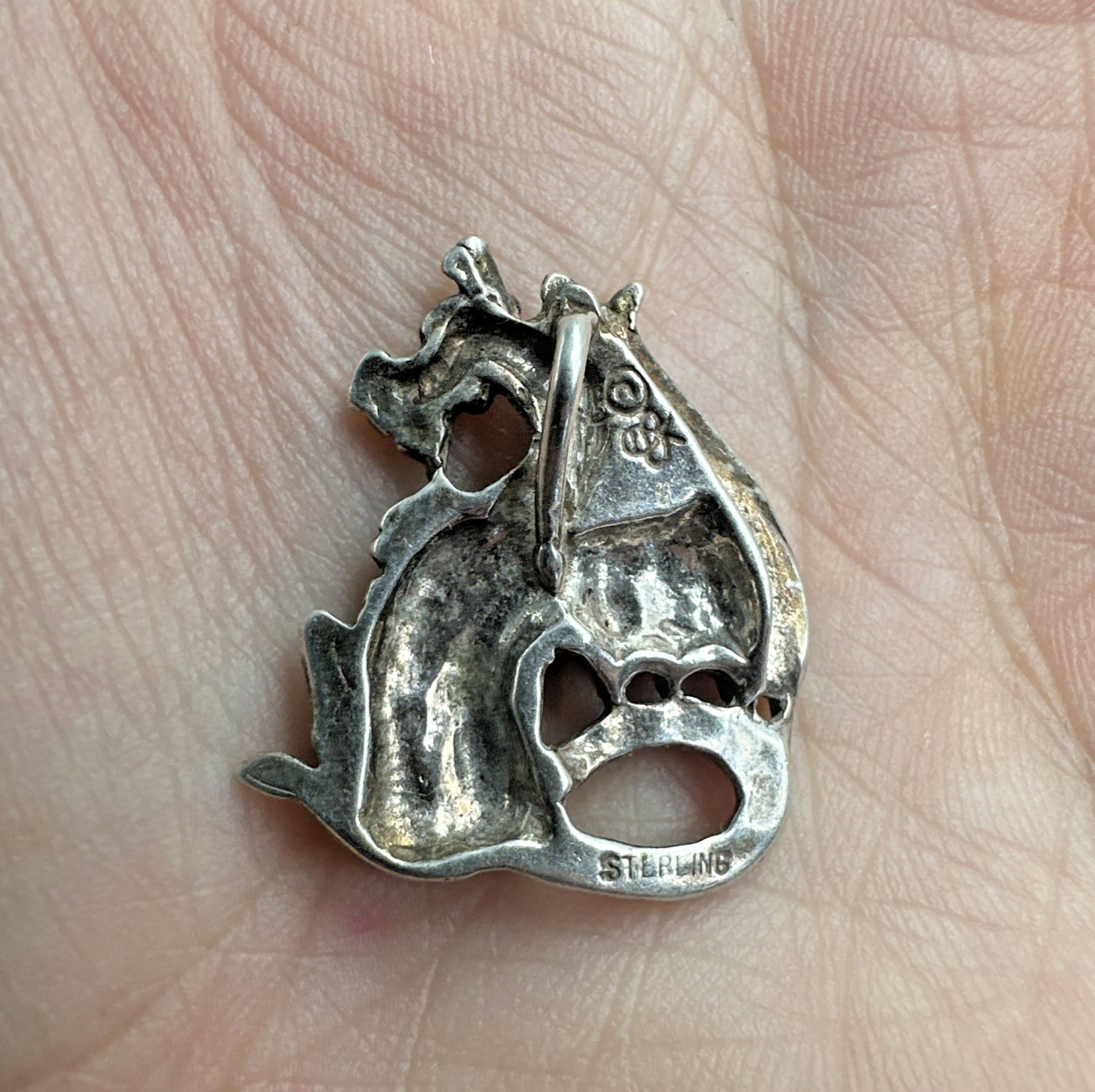 Vintage Sterling Silver Dragon Pendant 6.9 Grams Fantasy Whimsical Signed