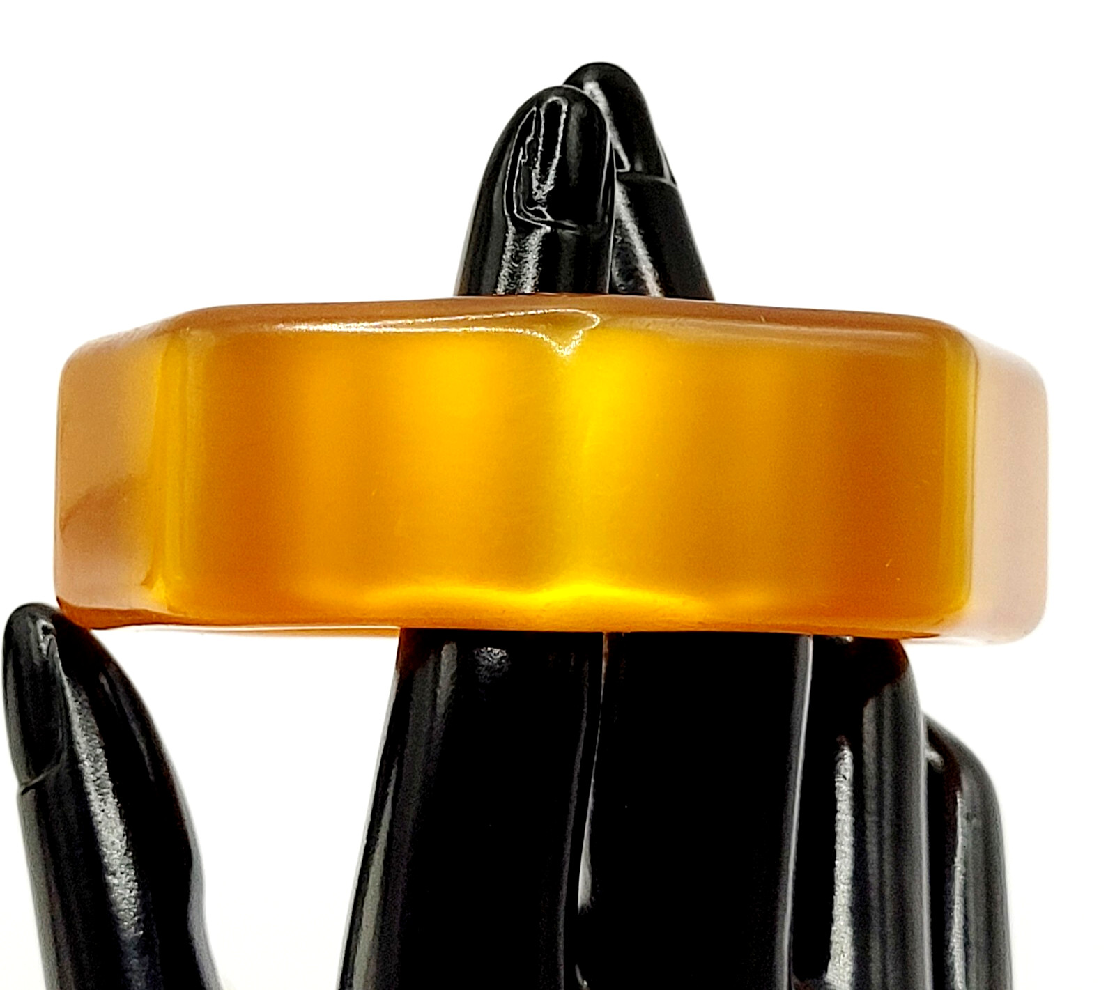Orange Lucite Thick Chunky 8 Sided Nut Shaped Vintage 1980s Bangle Bracelet