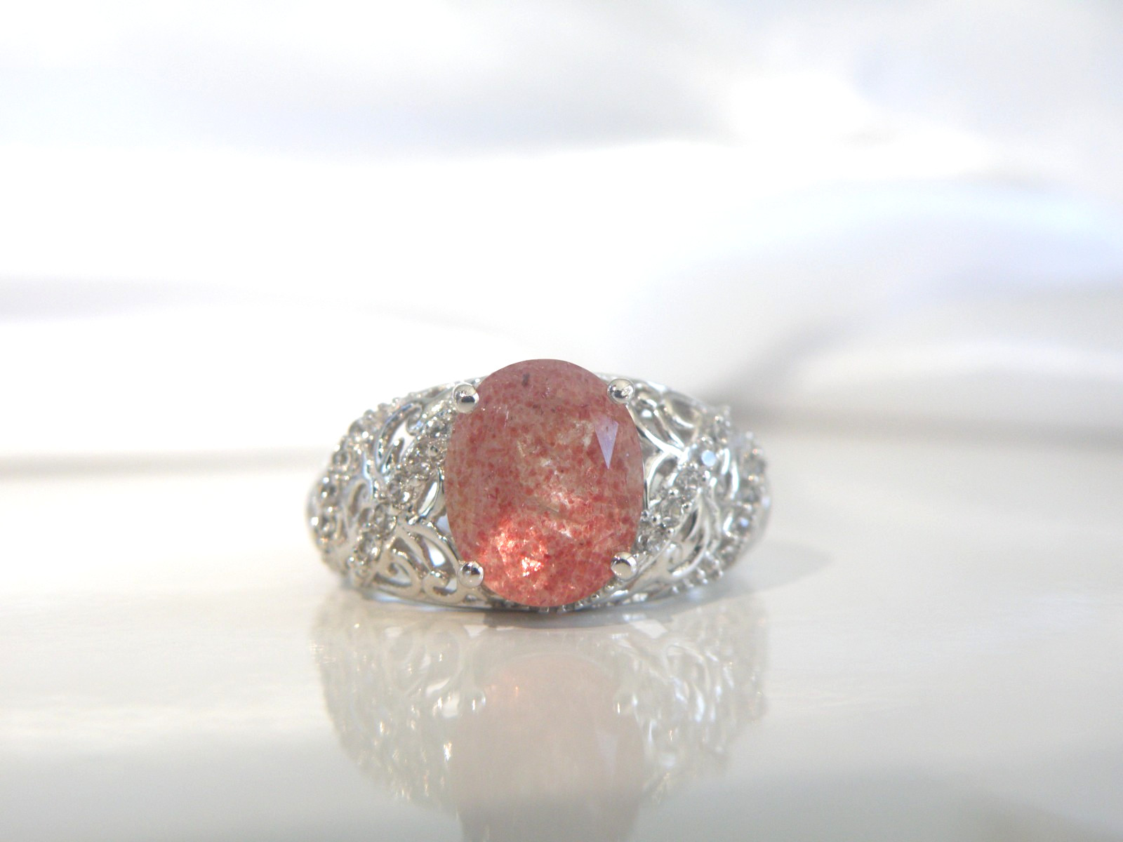 DJoy Sterling Silver 925 Pink Tanzanian Natronite Ring Size 7