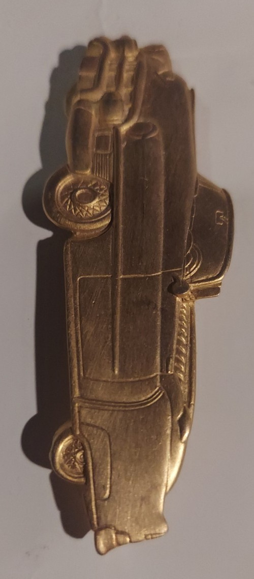 1950’s Classic Cadillac Goldtone 3 1/4 Inch Brooch Pin Signed JJ1986