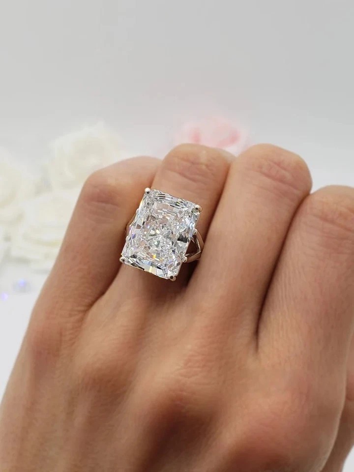 9.5Ct Radiant Cut Lab Created Diamond Engagement Wedding Ring 14K White Gold FN