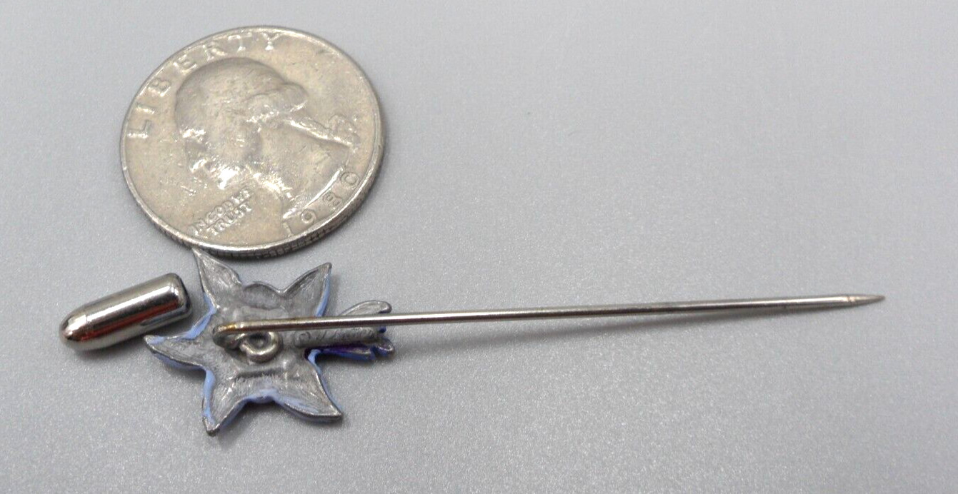 Vintage Stick Lapel Pin Hand Painted Pewter Starfish Flower Signed J. Ritter EUC