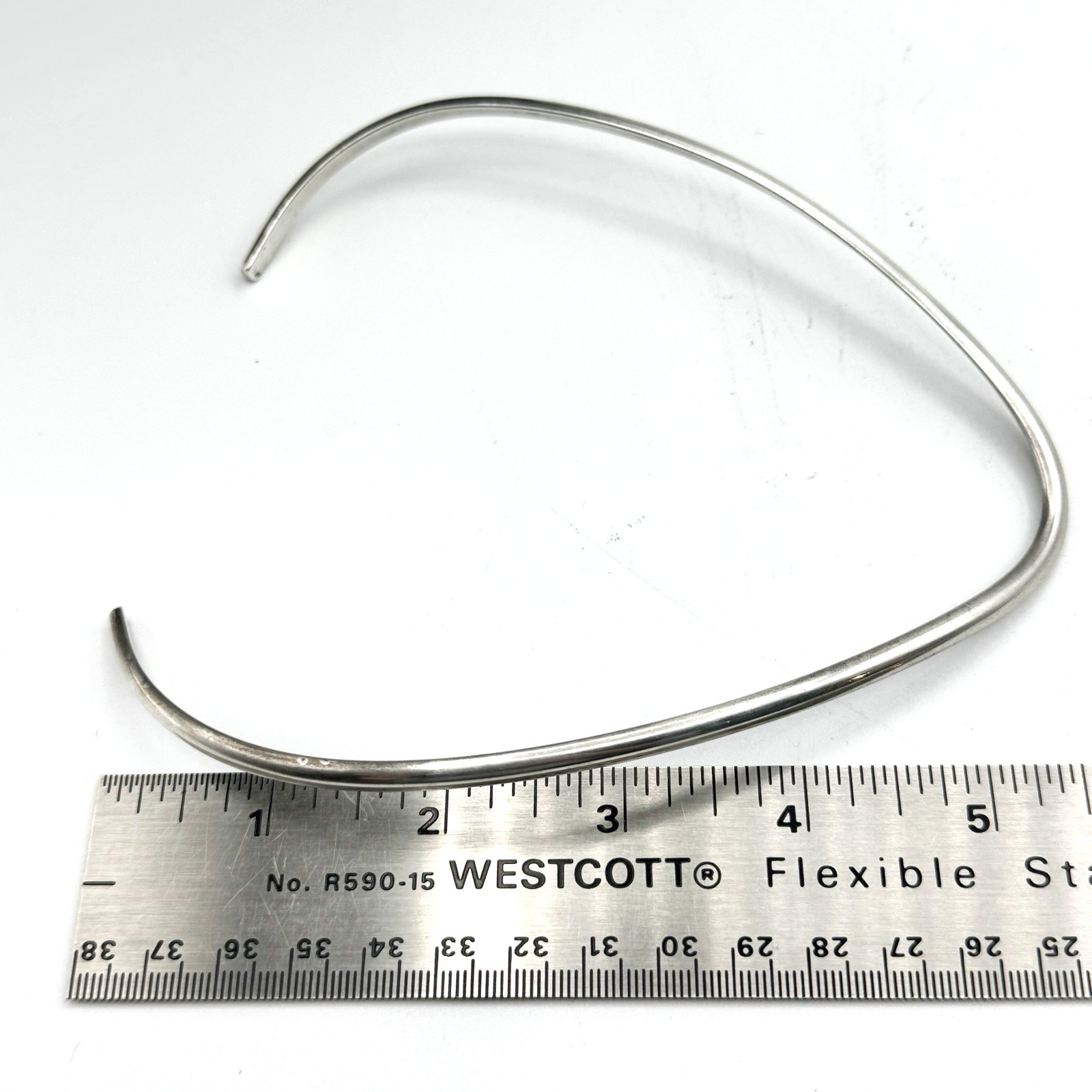 Vintage Sterling Silver V Torque Necklace Collar Choker 14″ 39g 2.5mm x 5.1mm
