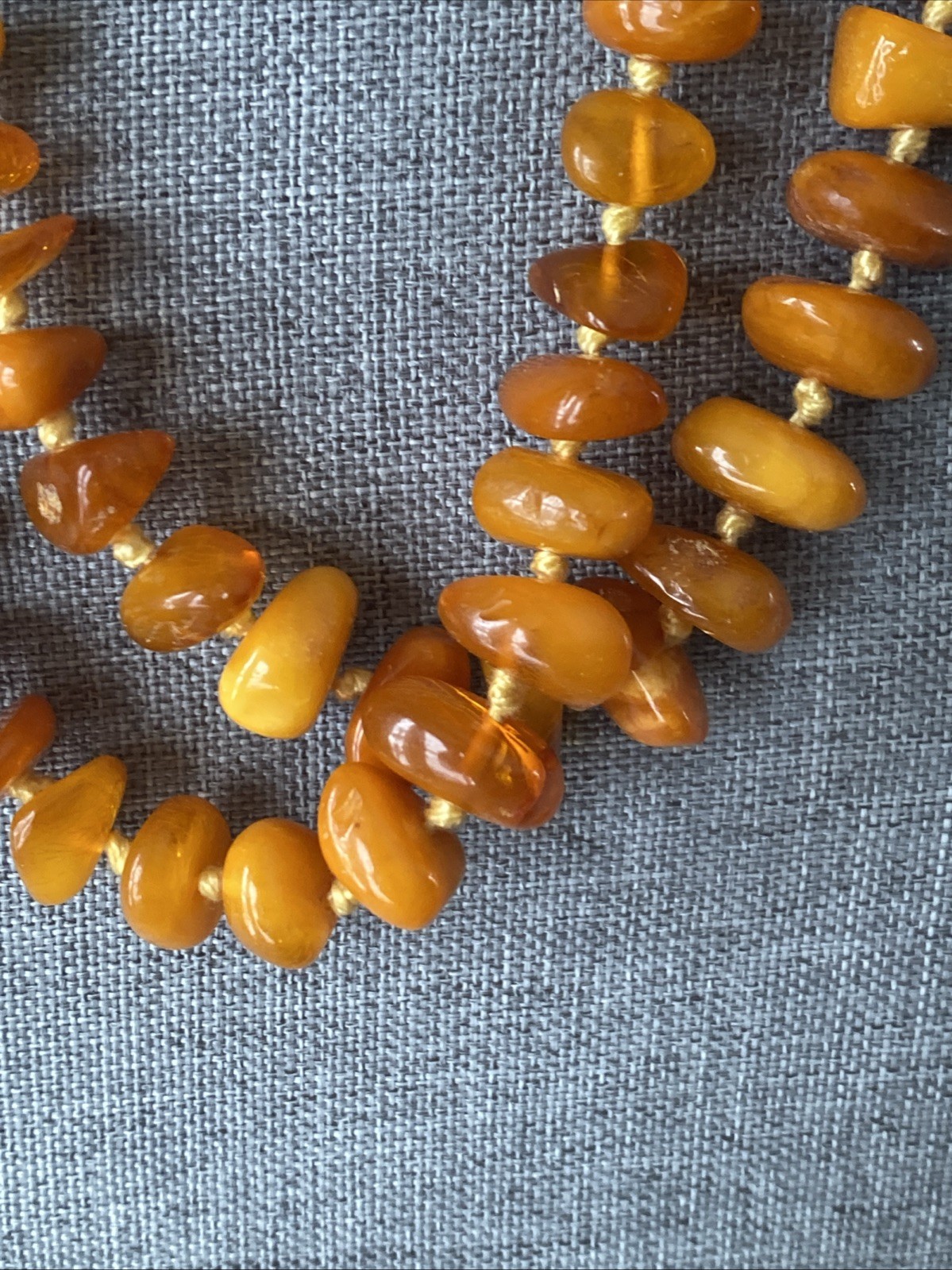 Antique Butterscotch Eggyolk Nugget Genuine Baltic Amber Necklace 126 Grams