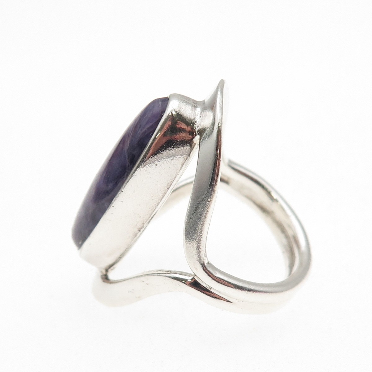 Dominique Dinouart Sterling Silver Vintage Mexico Real Charoite Ring Size 9.25