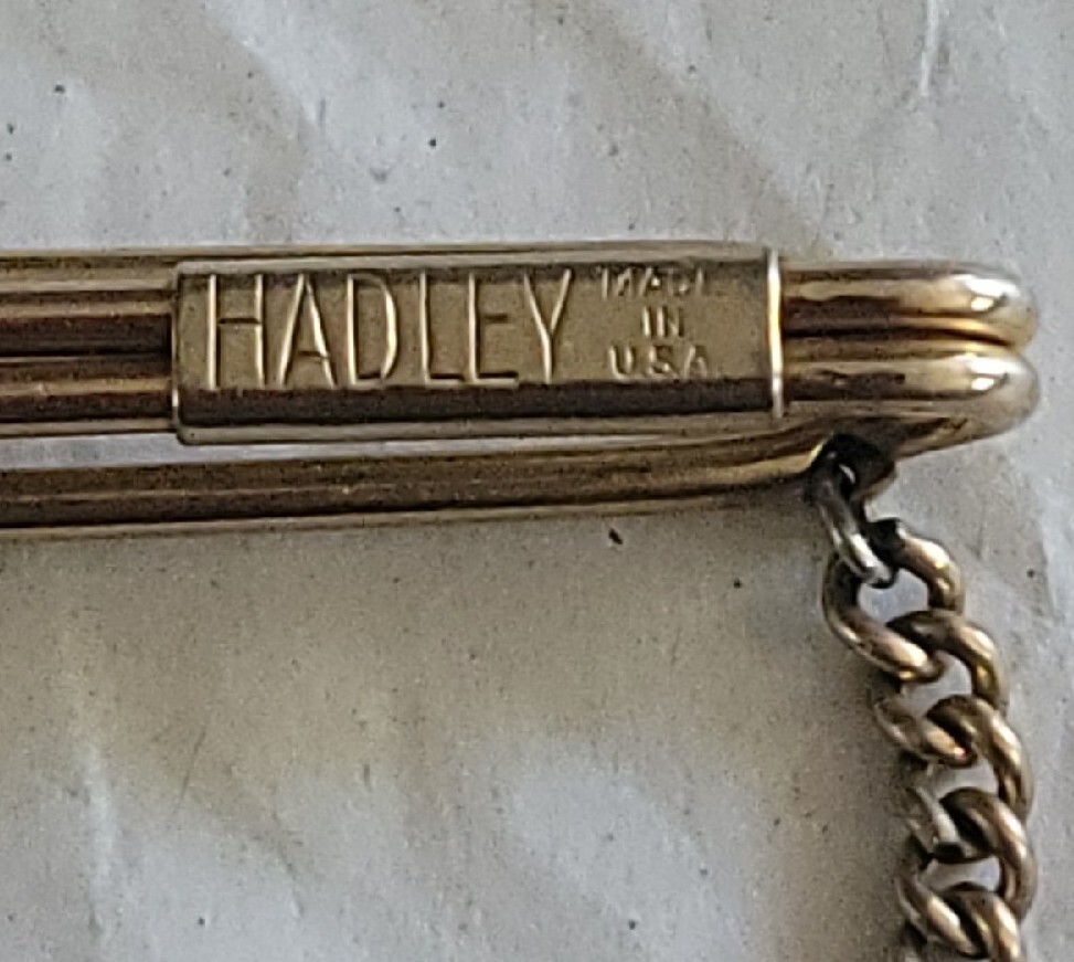 Vintage Hadley Men Jewelry Gold Tone Tie Clip with Chain