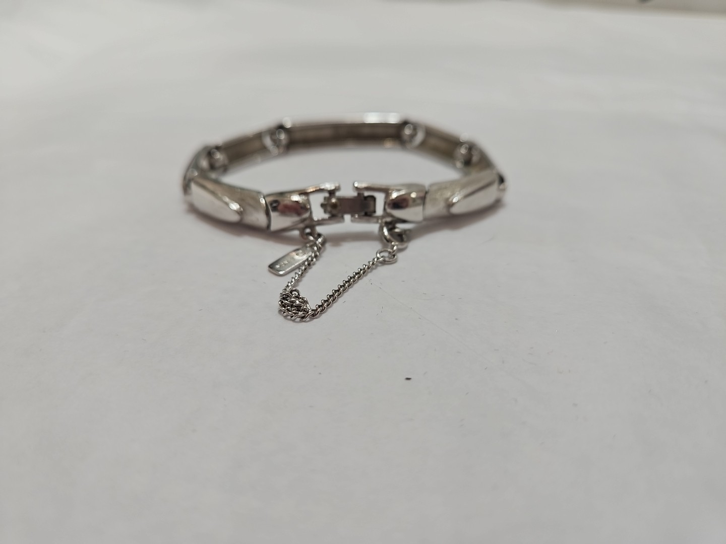 Vintage Monet Bracelet Silver Tone Chunky with Box Clasp Safety Chain