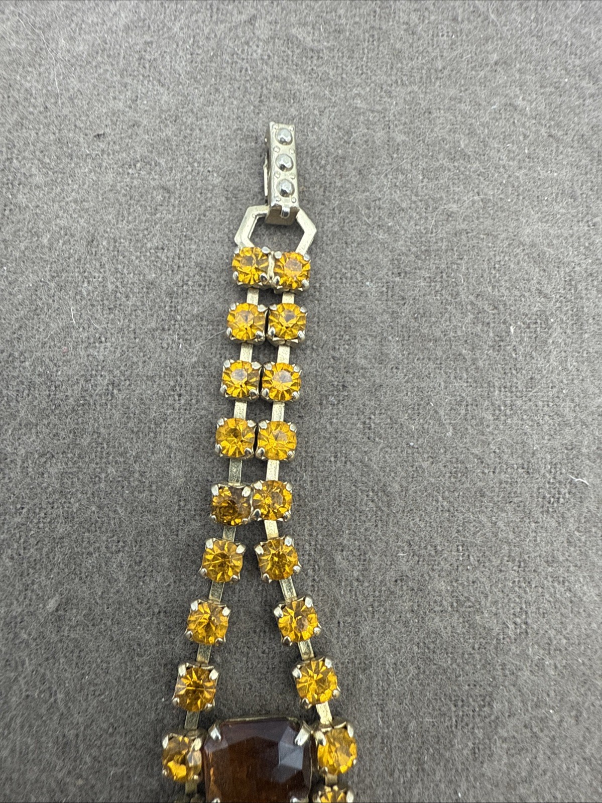 Vintage Honey And Amber Rhinestone 7.5” Bracelet Gold Tone