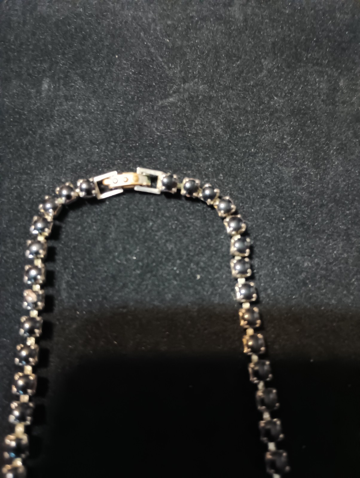 Vintage Choker Necklace. Black & Clear Rhinestones. *Note