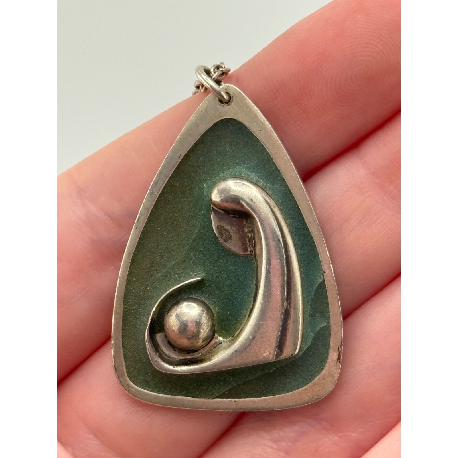 Vintage Helen Adelman Modernist Sterling Silver Madonna Child Pendant READ