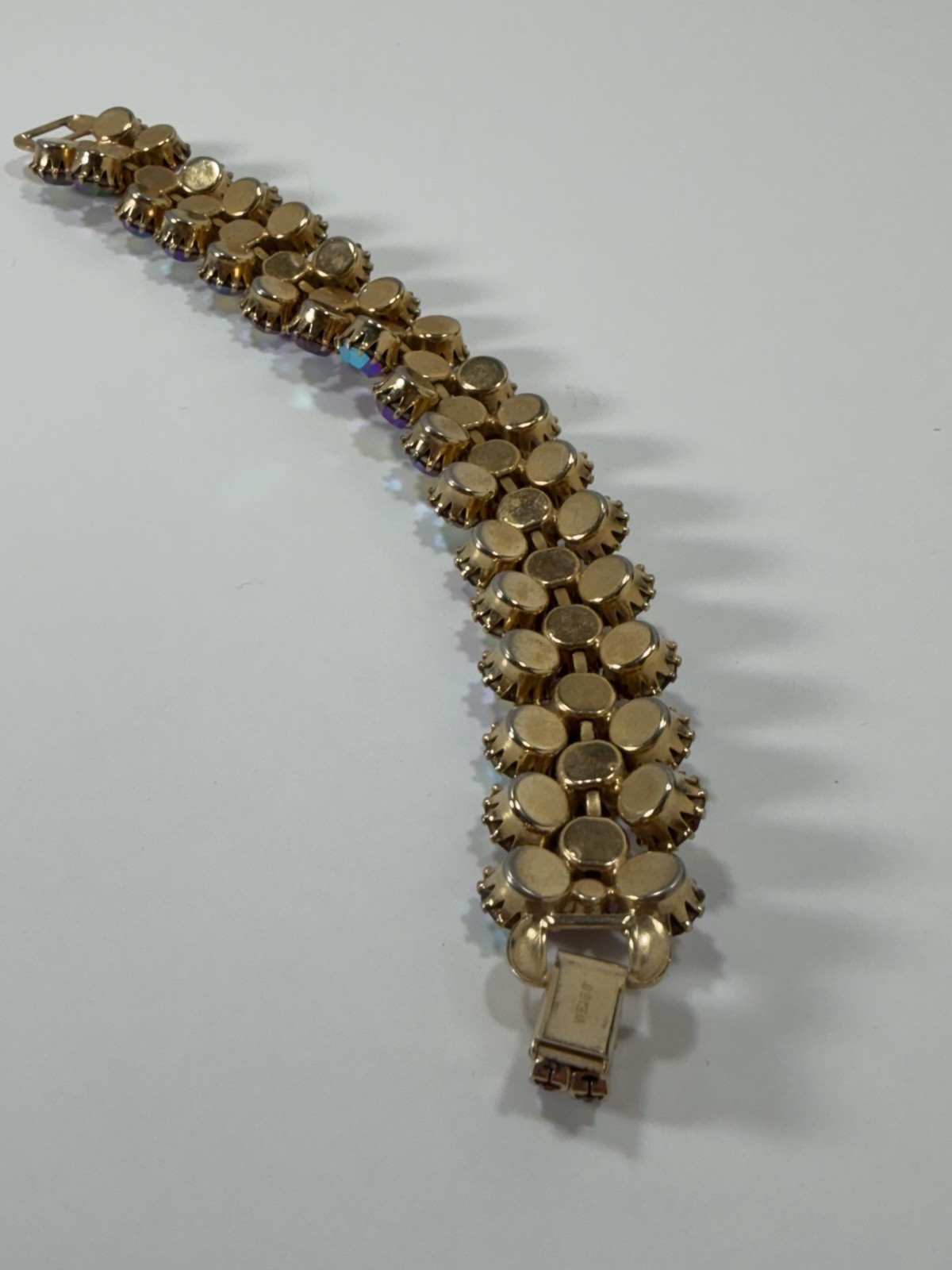 Vintage Signed Weiss AB Rhinestone Bracelet 7.5”