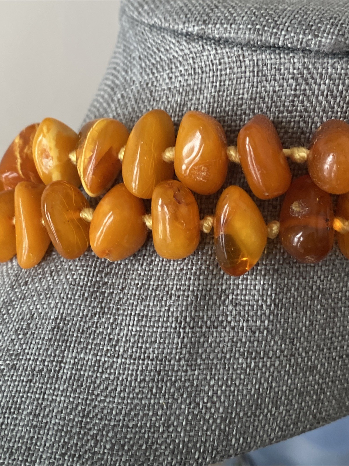 Antique Butterscotch Eggyolk Nugget Genuine Baltic Amber Necklace 126 Grams