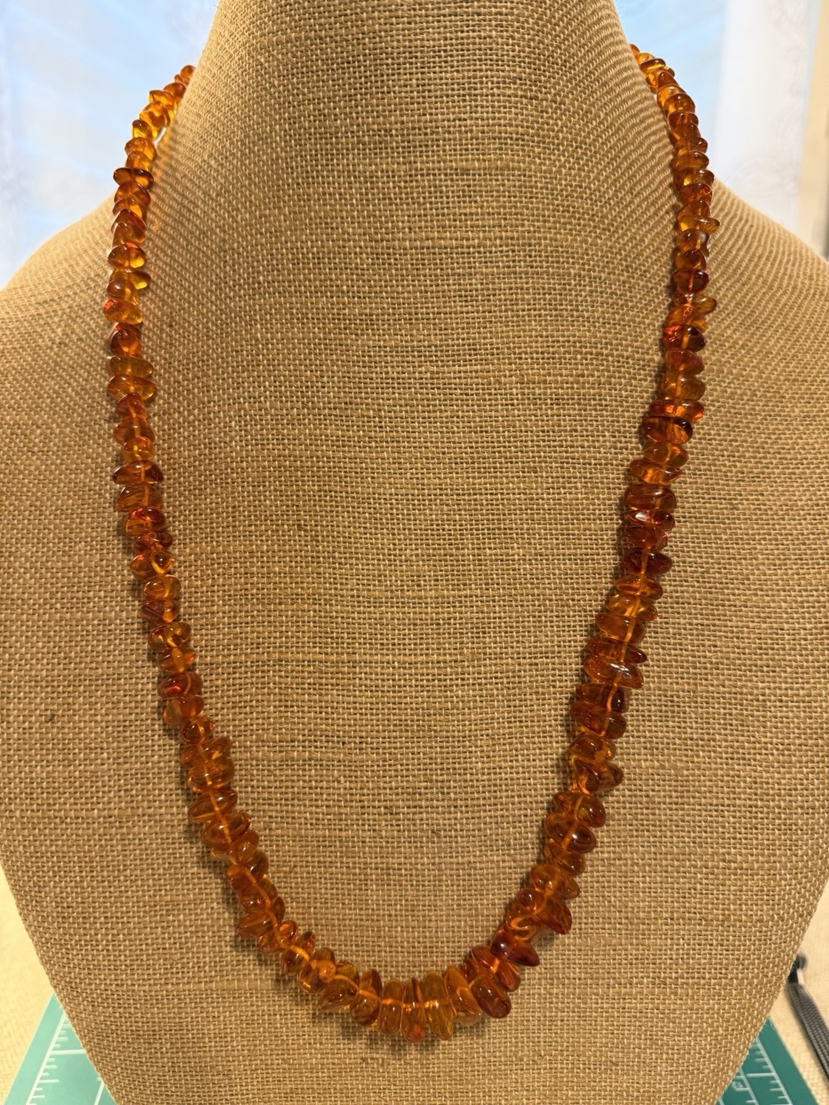 Vintage Graduated Baltic Amber Necklace Natural Honey Amber Nugget Beads 28”