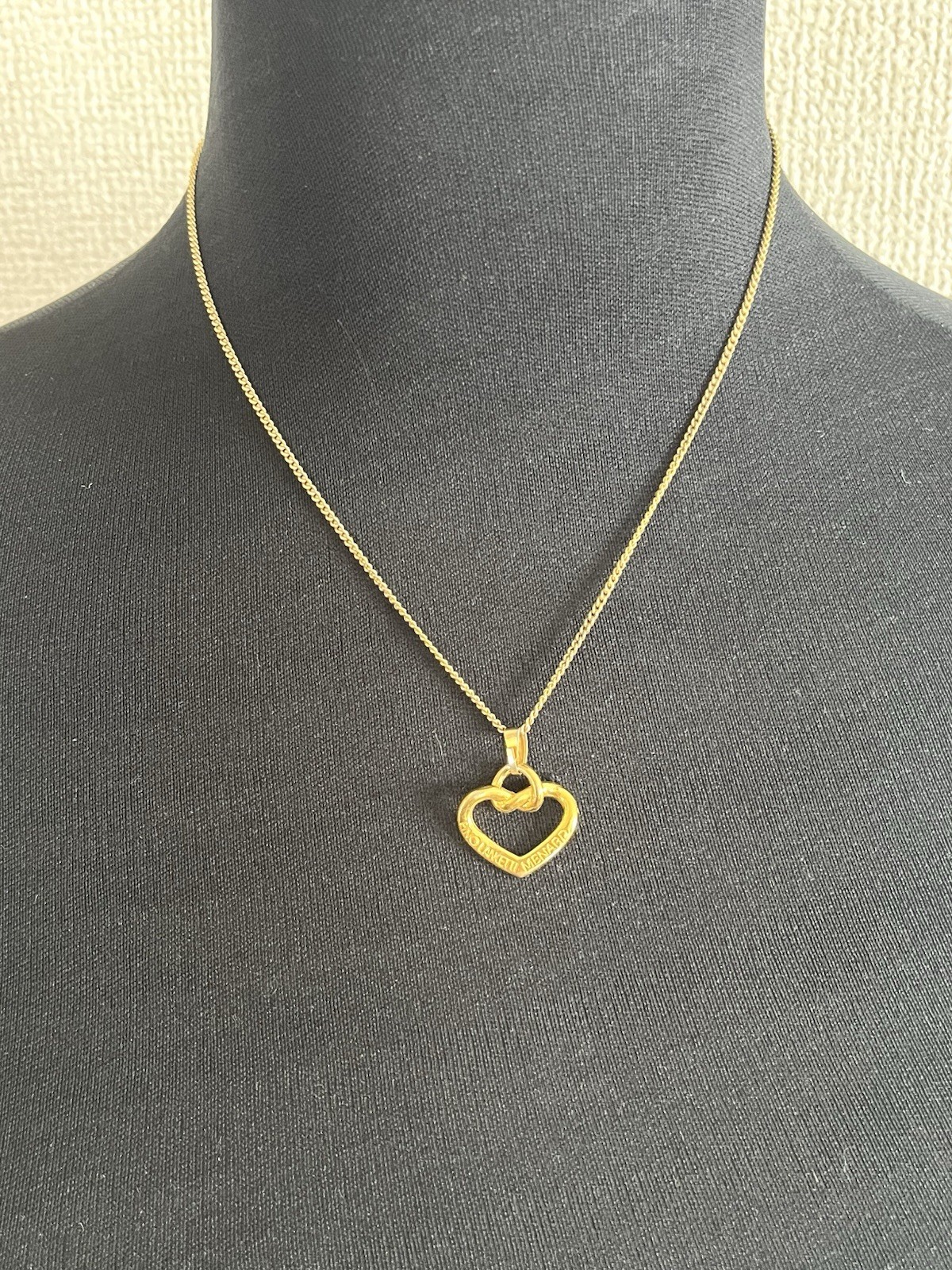 Vintage Pino Lancetti MENARD Heart Necklace Gold Tone Pendant Adjustable 41-45cm