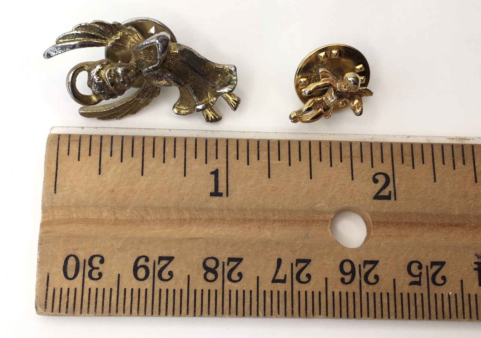 Guardian Angel Lapel Tack Pin Lot of 2 Gold Tone
