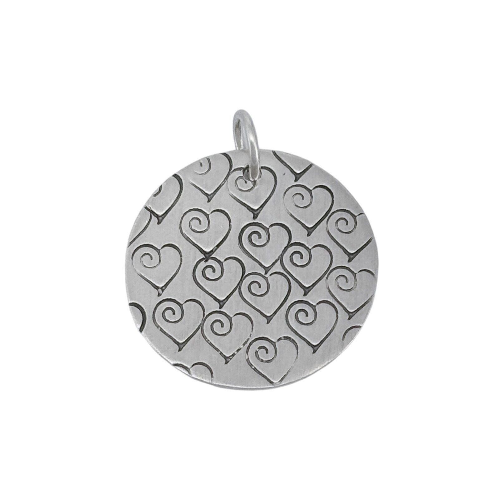 Vintage Sterling Silver 925 Round Heart Pattern Pendant