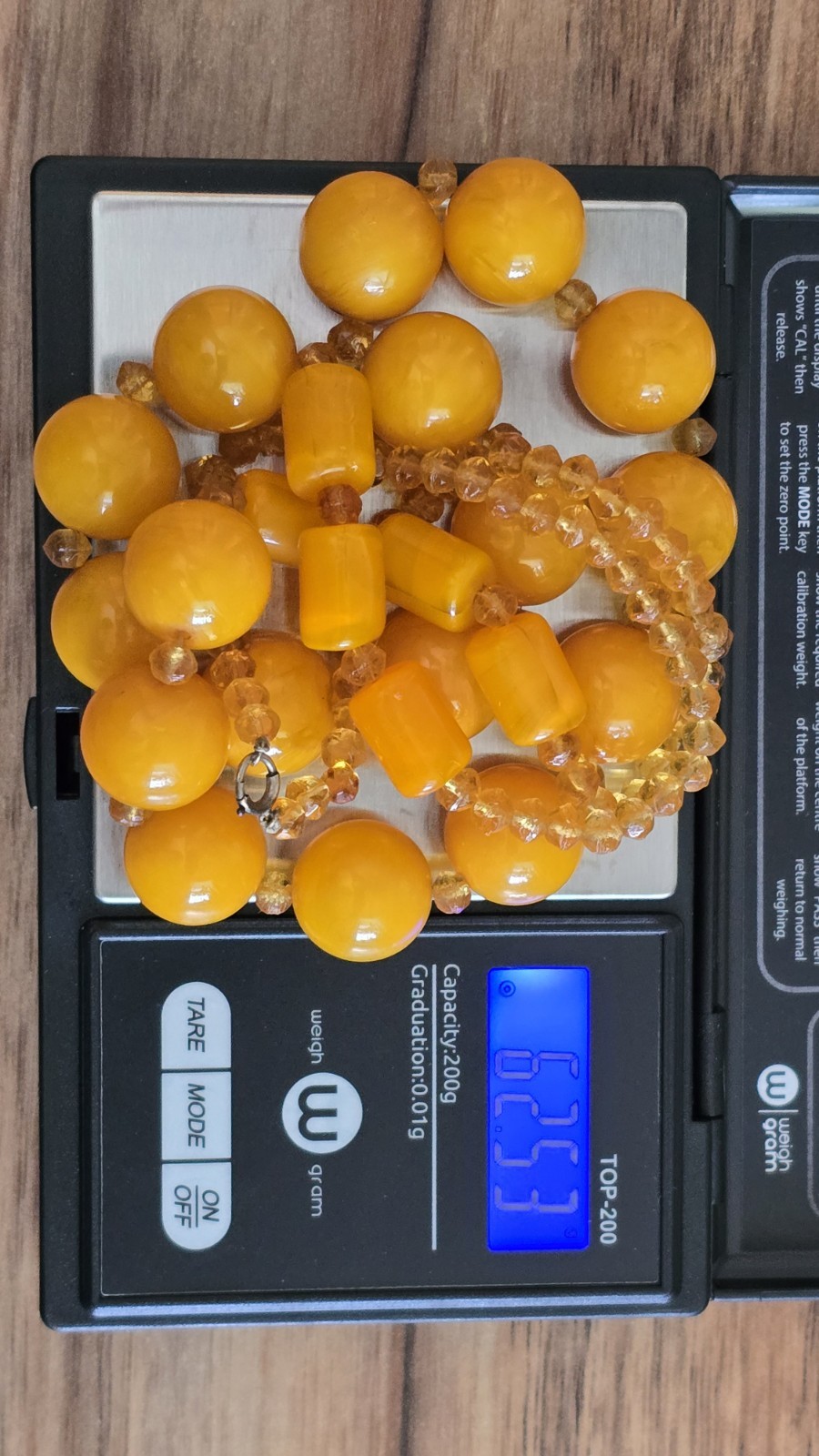 Vintage Baltic Butterscotch Amber Egg Yolk Bakelite Necklace 64 Grams