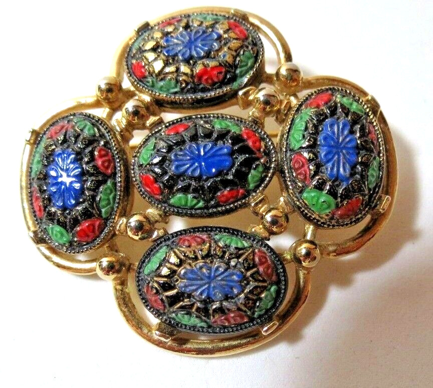 Sarah Coventry LIGHT OF THE EAST Mosaic Brooch Pin 1968 Vintage Very Good Cond.