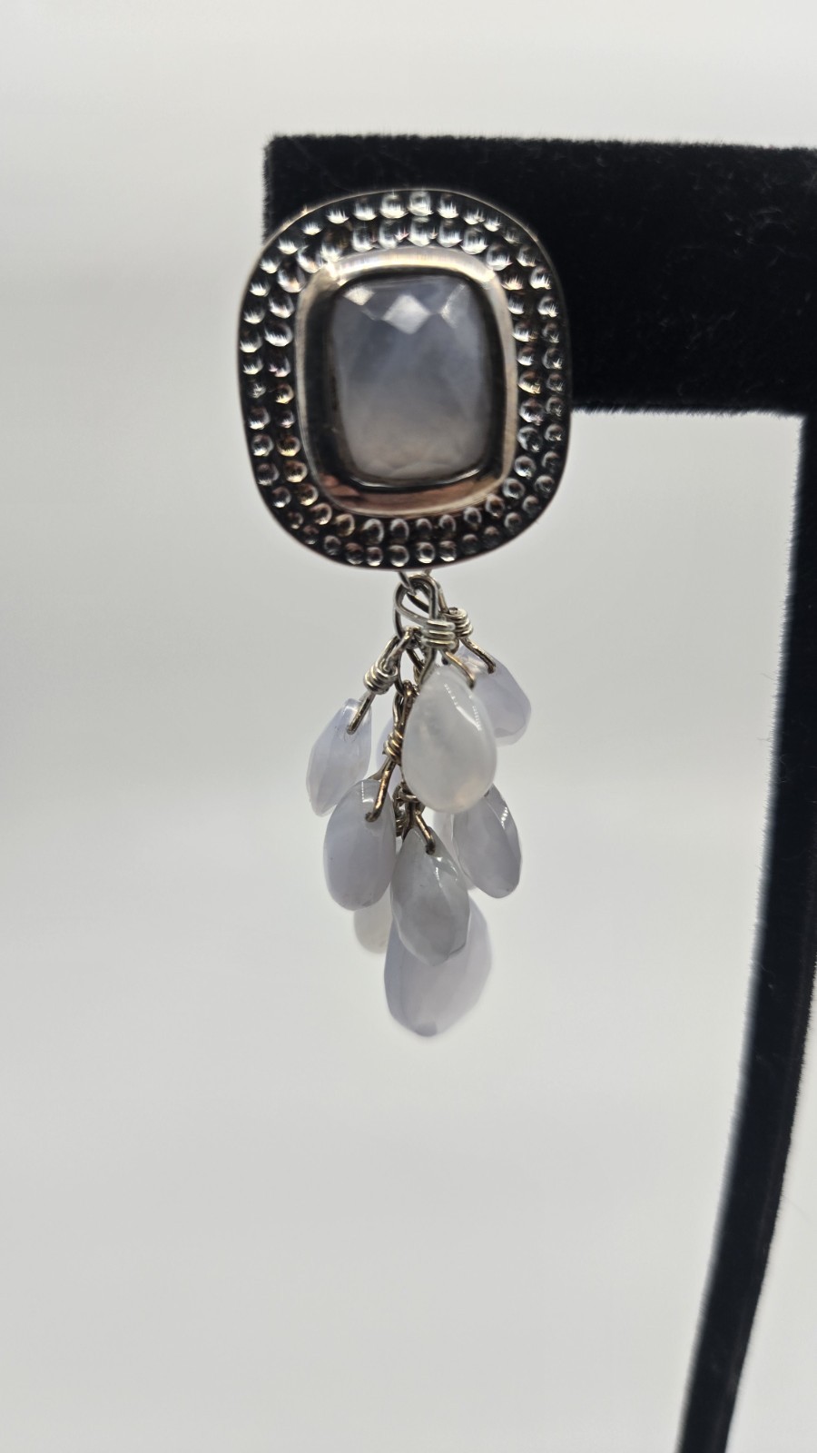 Unique Amy Kahn Russell Sterling Faceted Lavender Chalcedony Drop Earrings