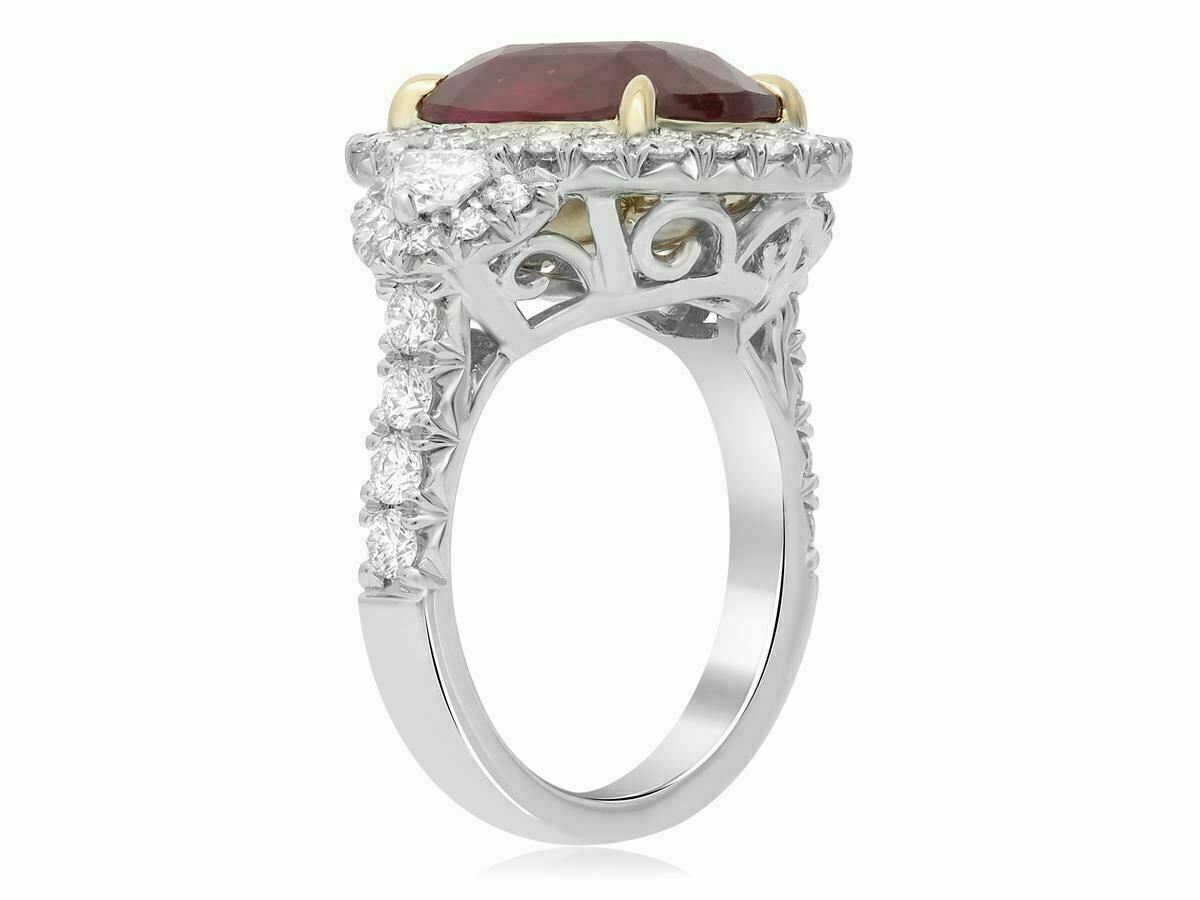 GIA CERTIFIED 9.64CT DIAMOND & AAA RUBY 18K YELLOW GOLD PLATINUM ENGAGEMENT RING